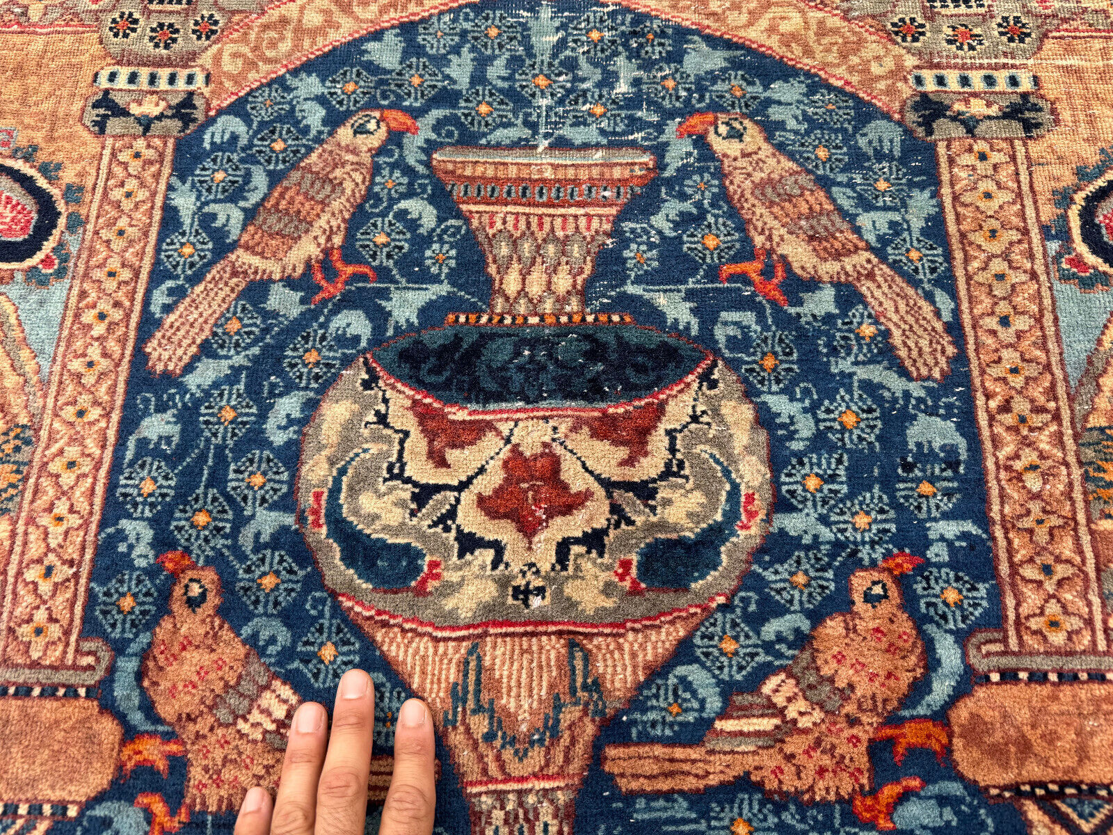 Vintage Antique Oriental Rug 8x12, 1800s