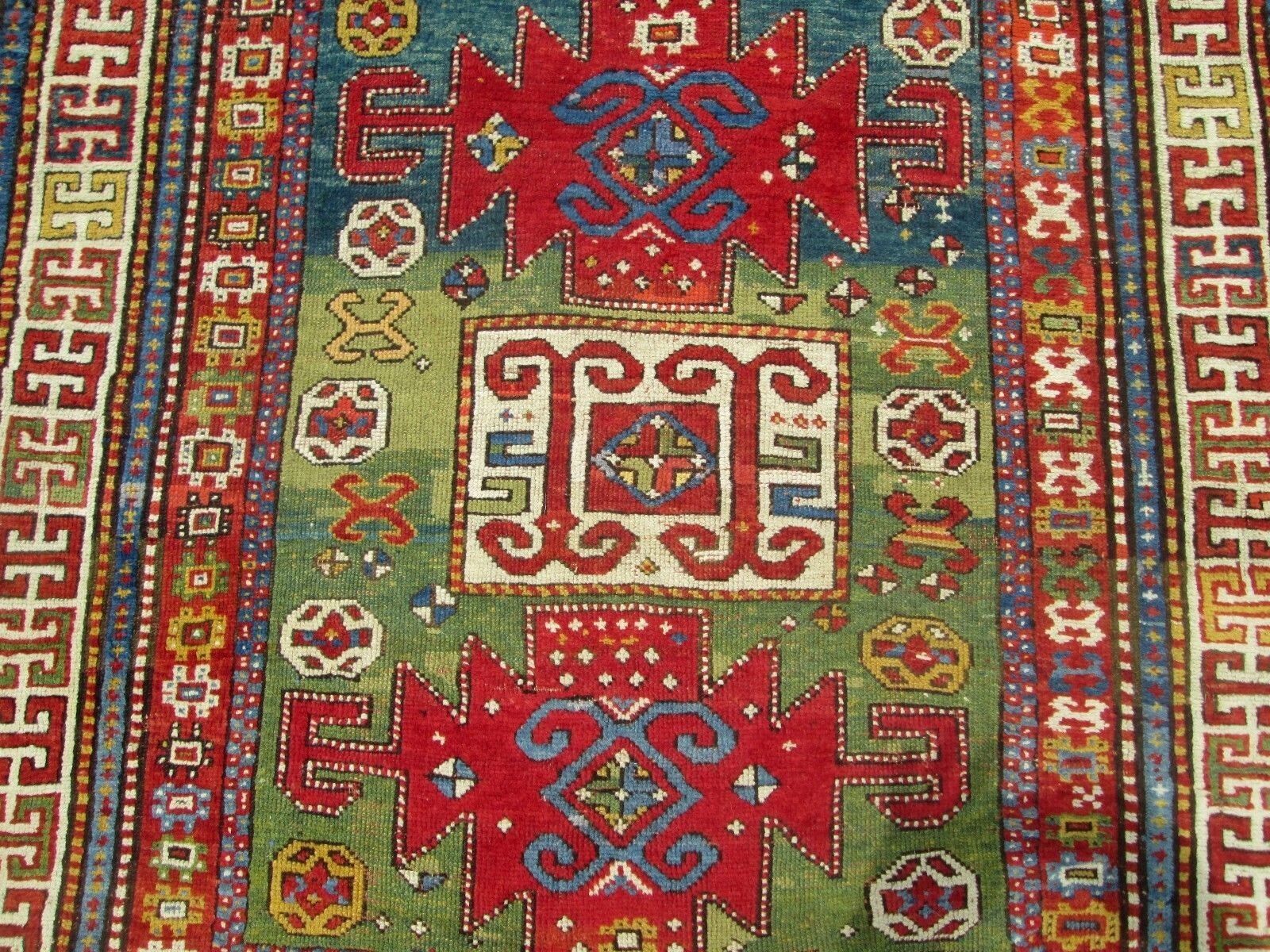 Antique Caucasian Kazak Wool Rug 4.9x6.7 ft