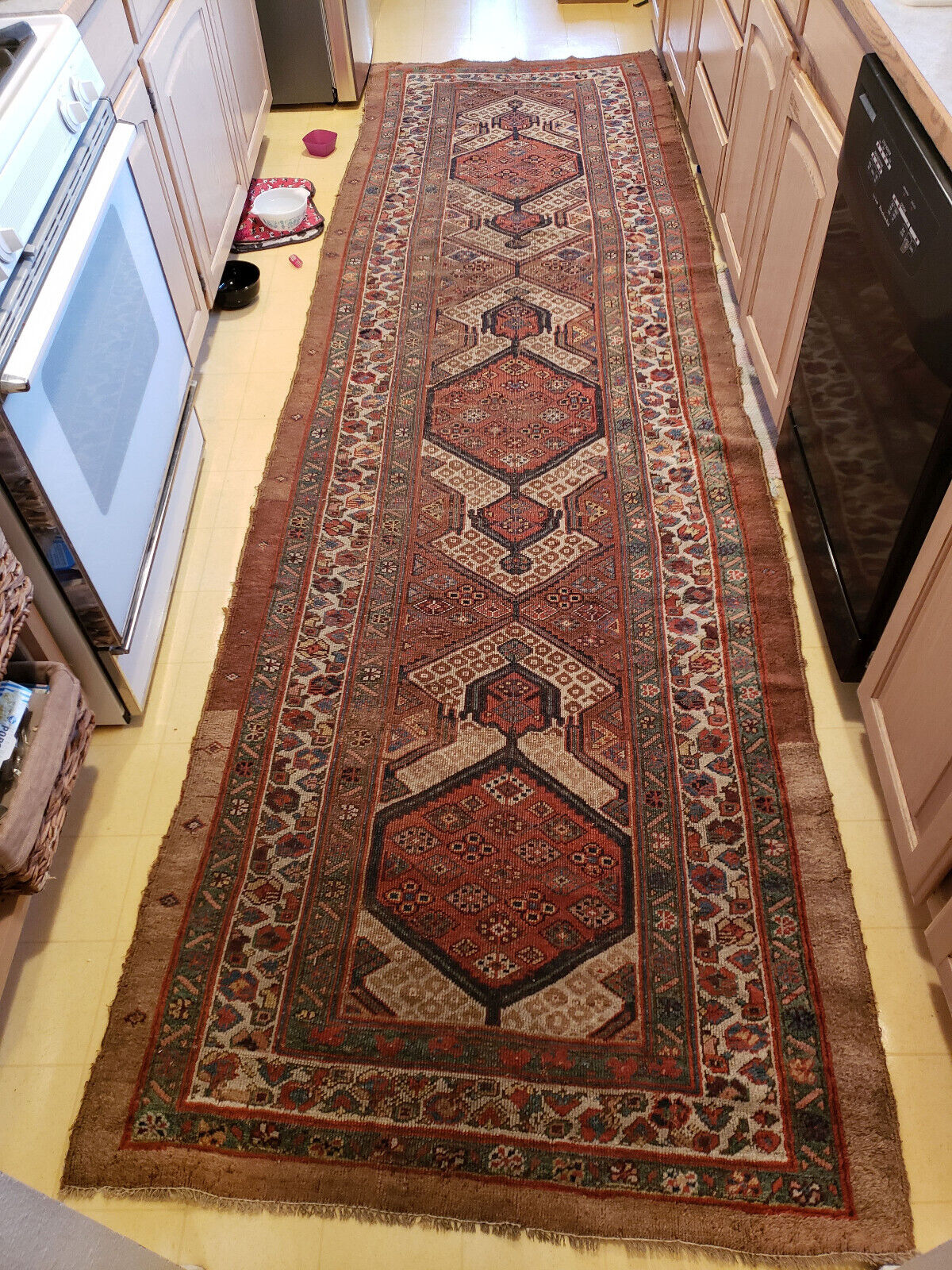 Antique Hand Knotted Hamadan Runner Rug, 12' x 40