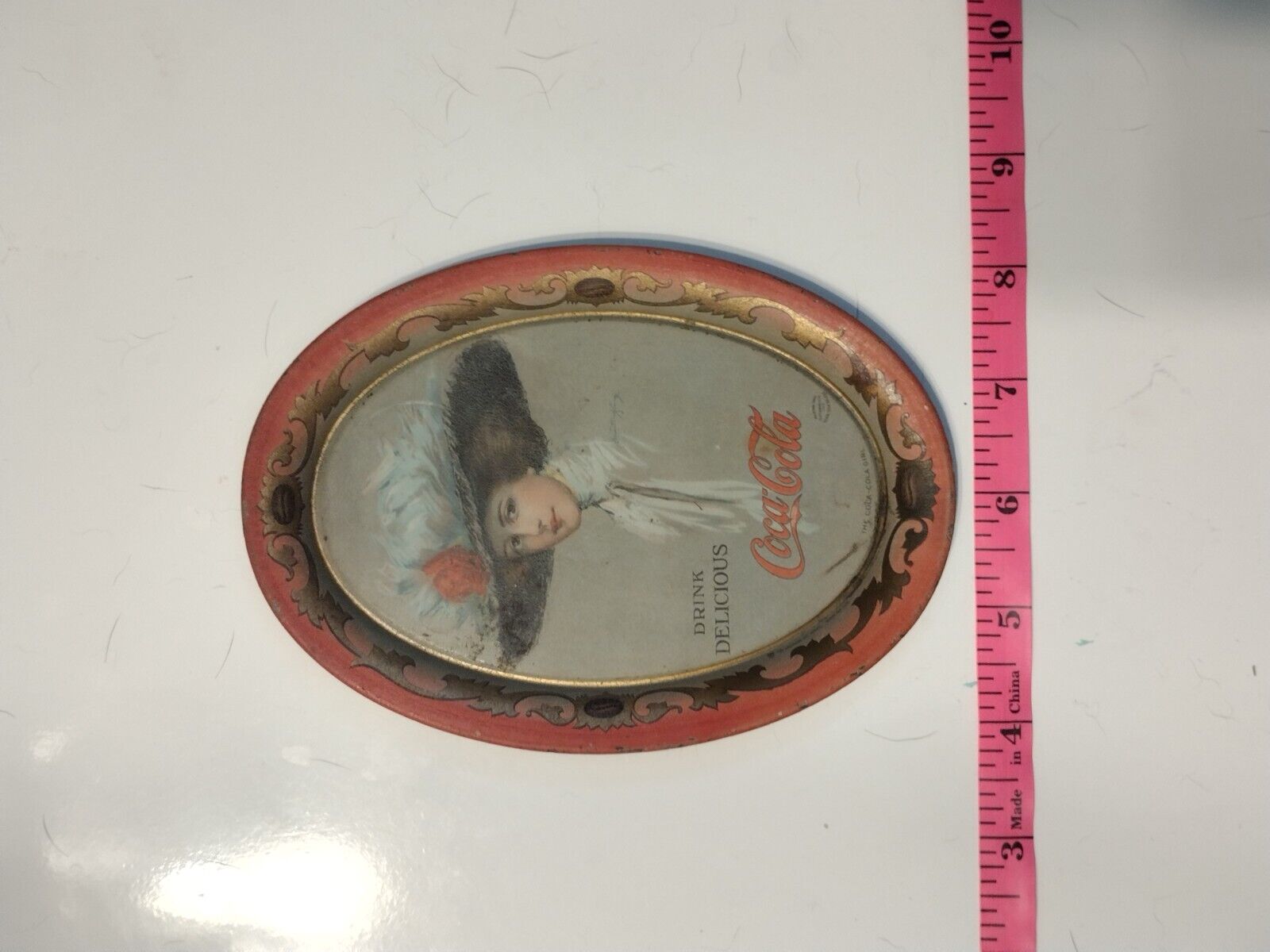 Antique Coca-Cola Girl Penny Tray, Early 1900s
