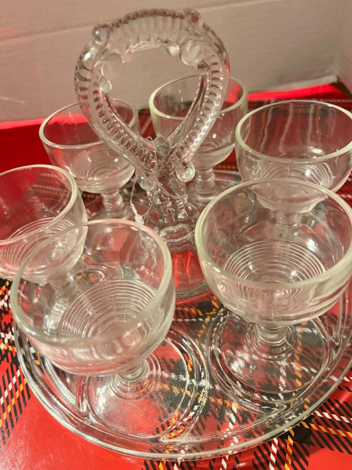 Antique EAPG Cordial Glasses with Tray Set