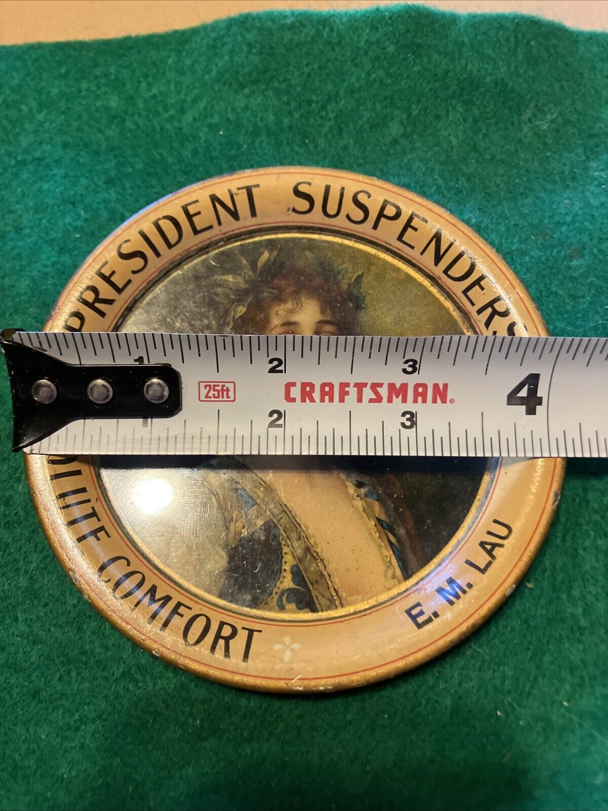 1900s Antique President Suspenders Tin Litho Tray