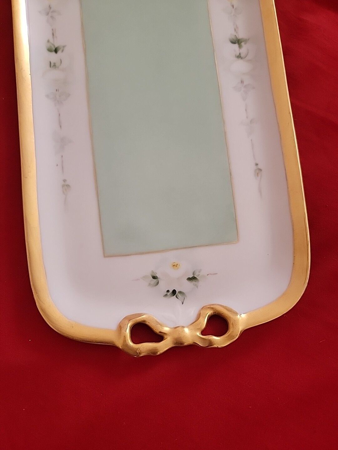 Bavarian 1900s Ceramic Tray with Gold Trim