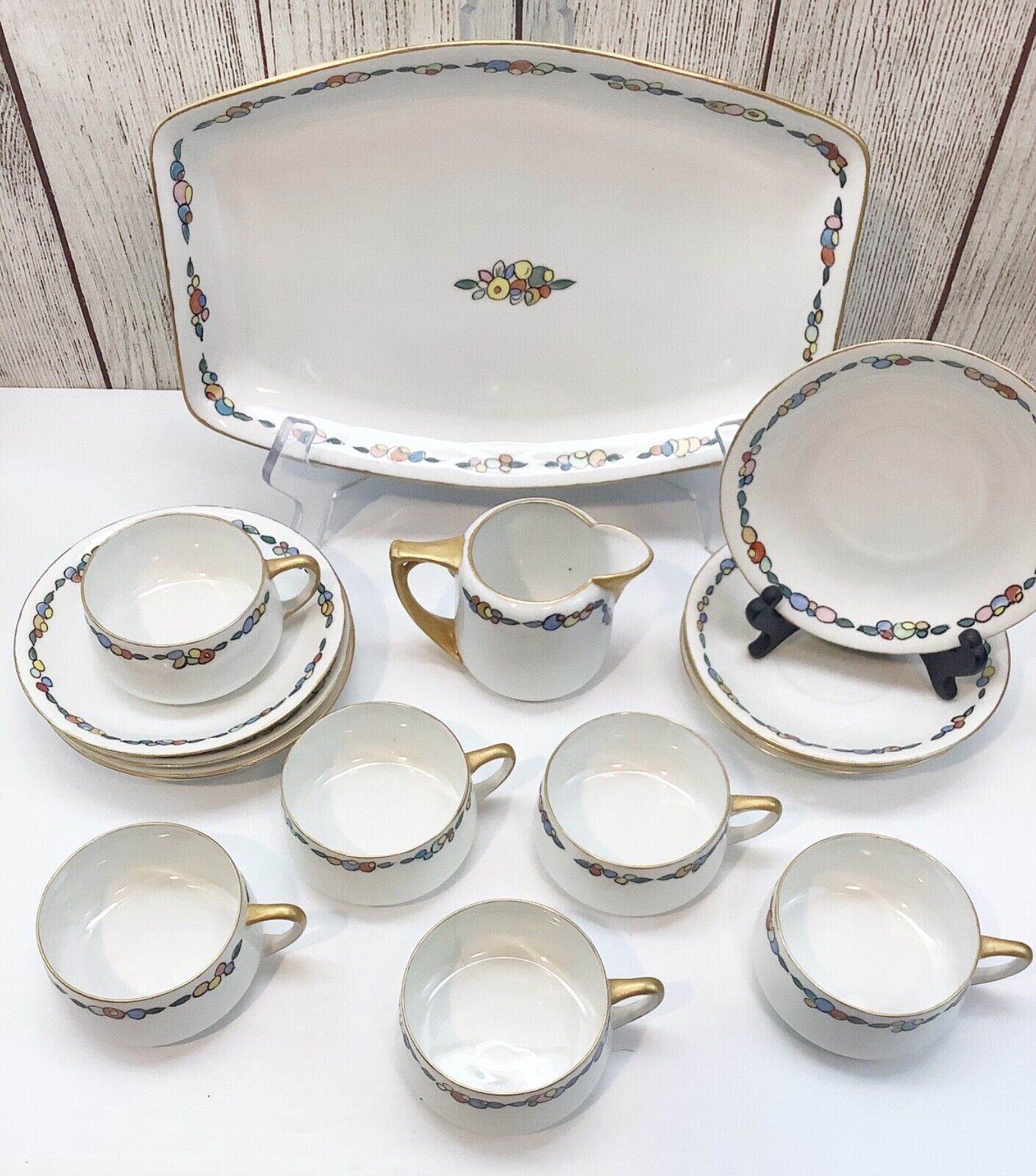 Antique J&C Bavaria Minerva Porcelain Tray Set