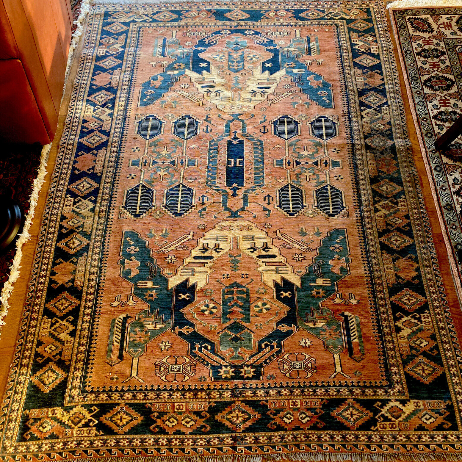 Vintage 5x7 Soumak Dragon Wool Rug