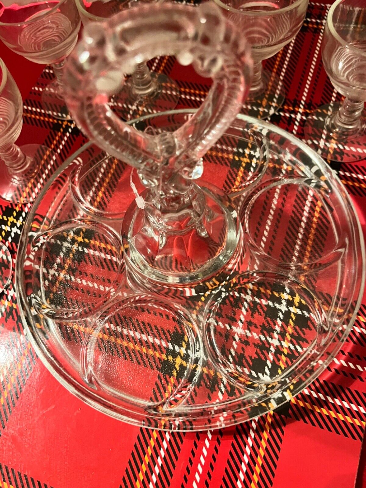 Antique EAPG Cordial Glasses with Tray Set