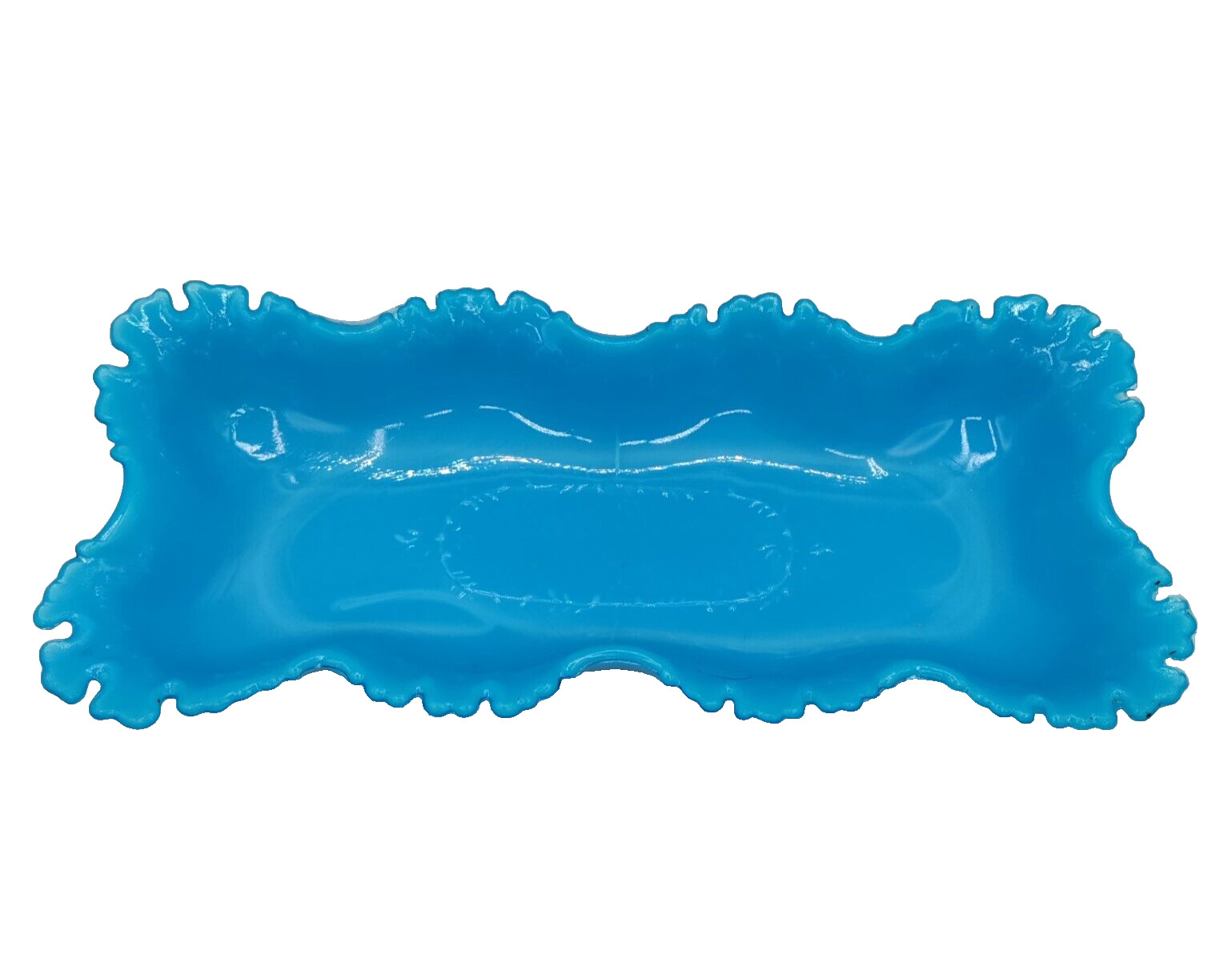 Victorian Blue Ruffled Edge Perfume Tray
