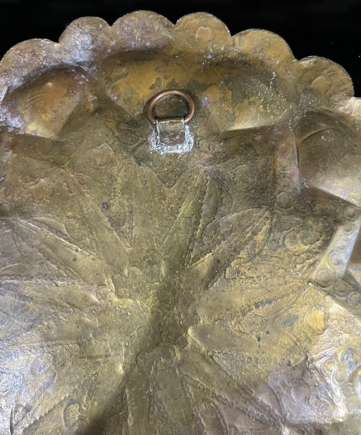Moroccan Brass Tray with Hand Hammered Design