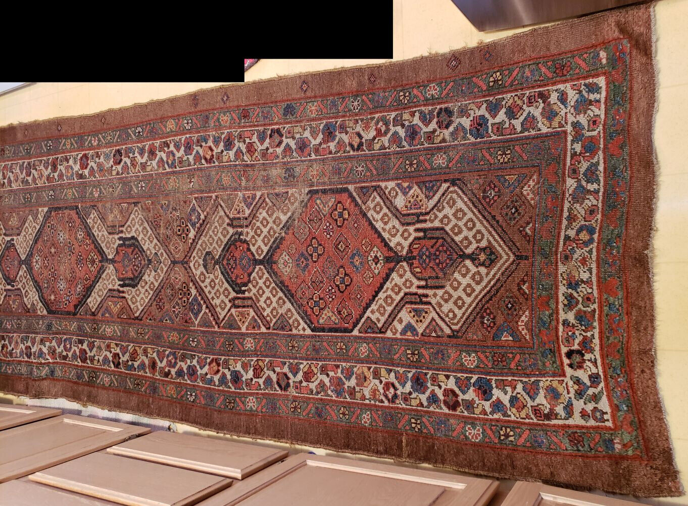 Antique Hand Knotted Hamadan Runner Rug, 12' x 40