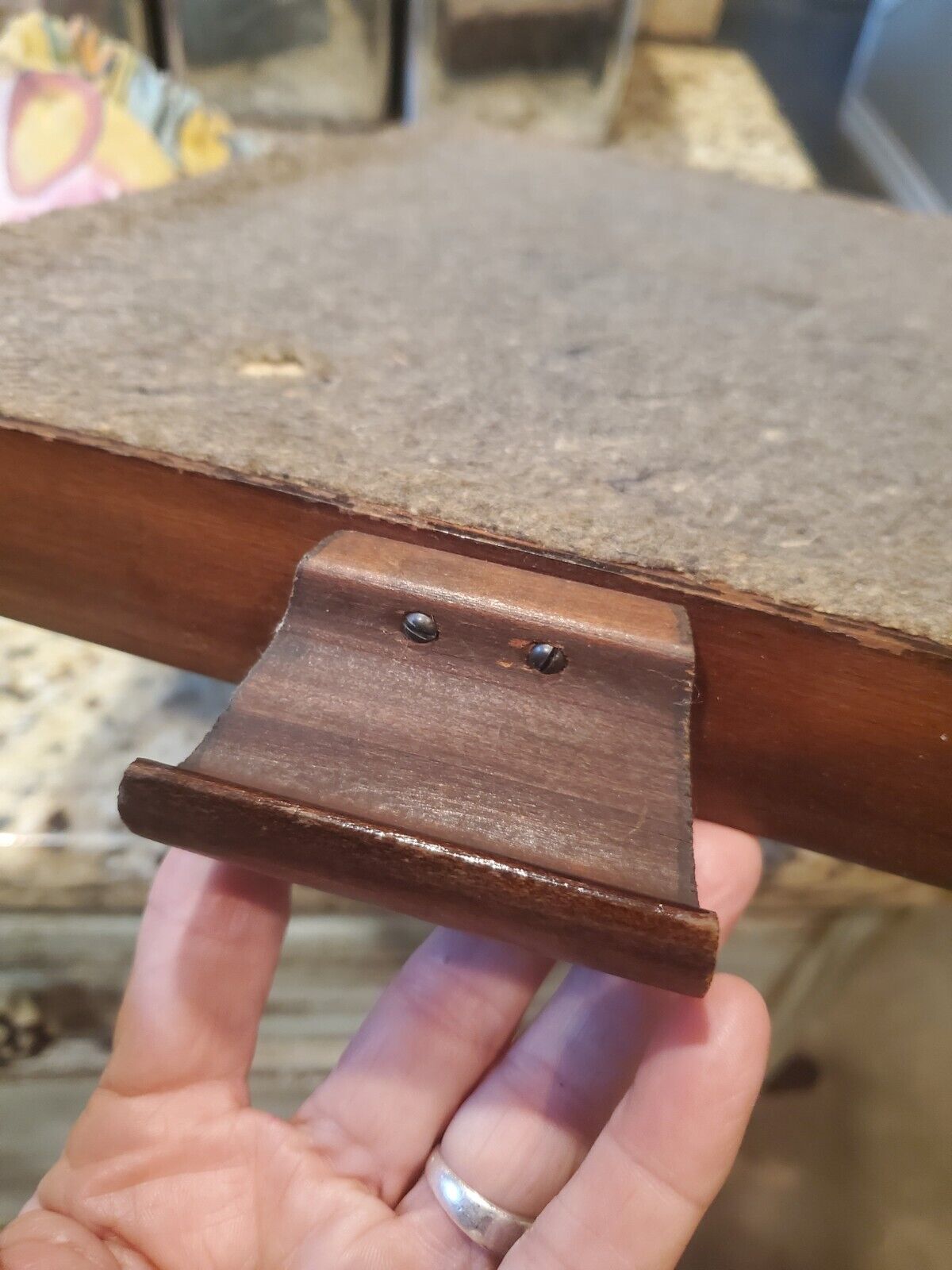 Antique 1900s Wooden Serving Tray with Glass Top