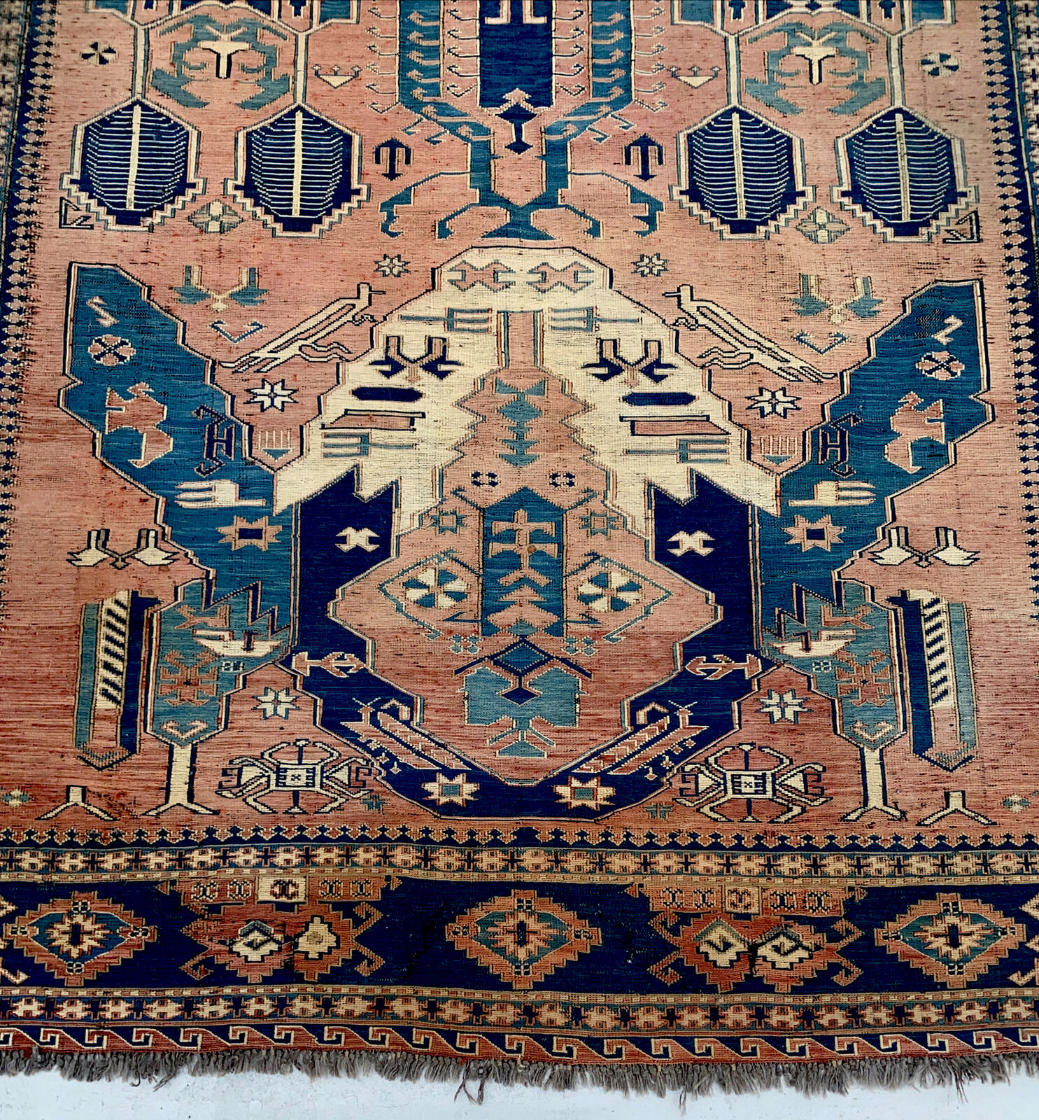 Vintage 5x7 Soumak Dragon Wool Rug