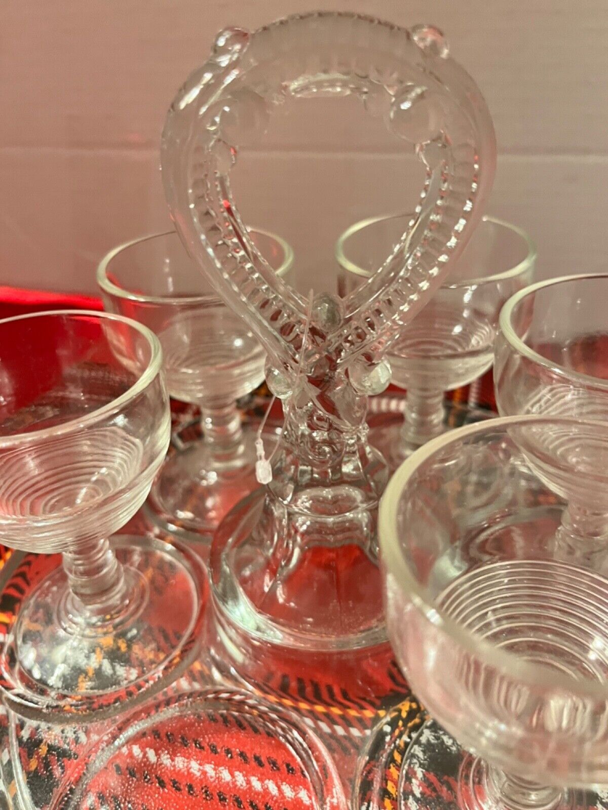 Antique EAPG Cordial Glasses with Tray Set