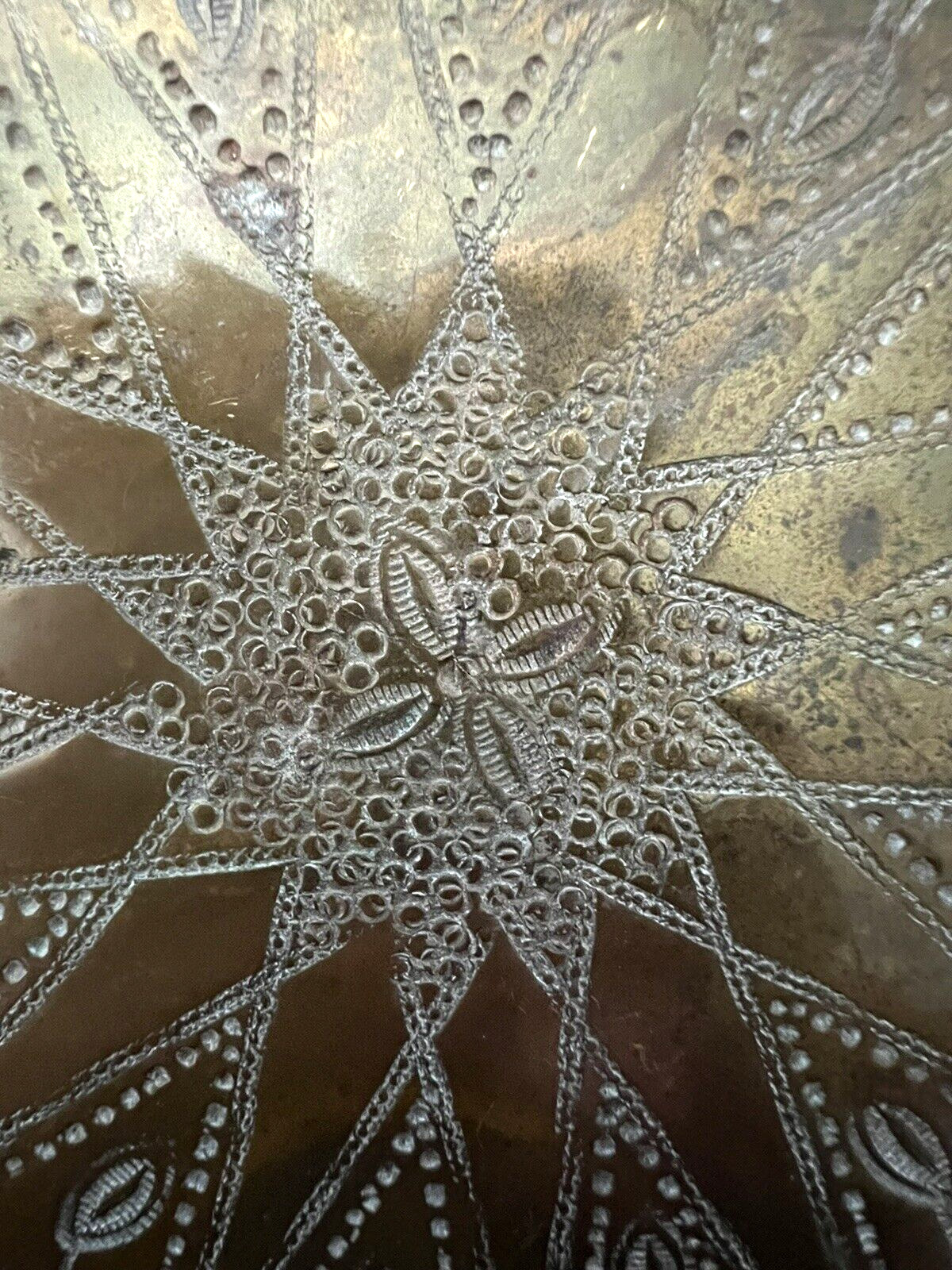Moroccan Brass Tray with Hand Hammered Design