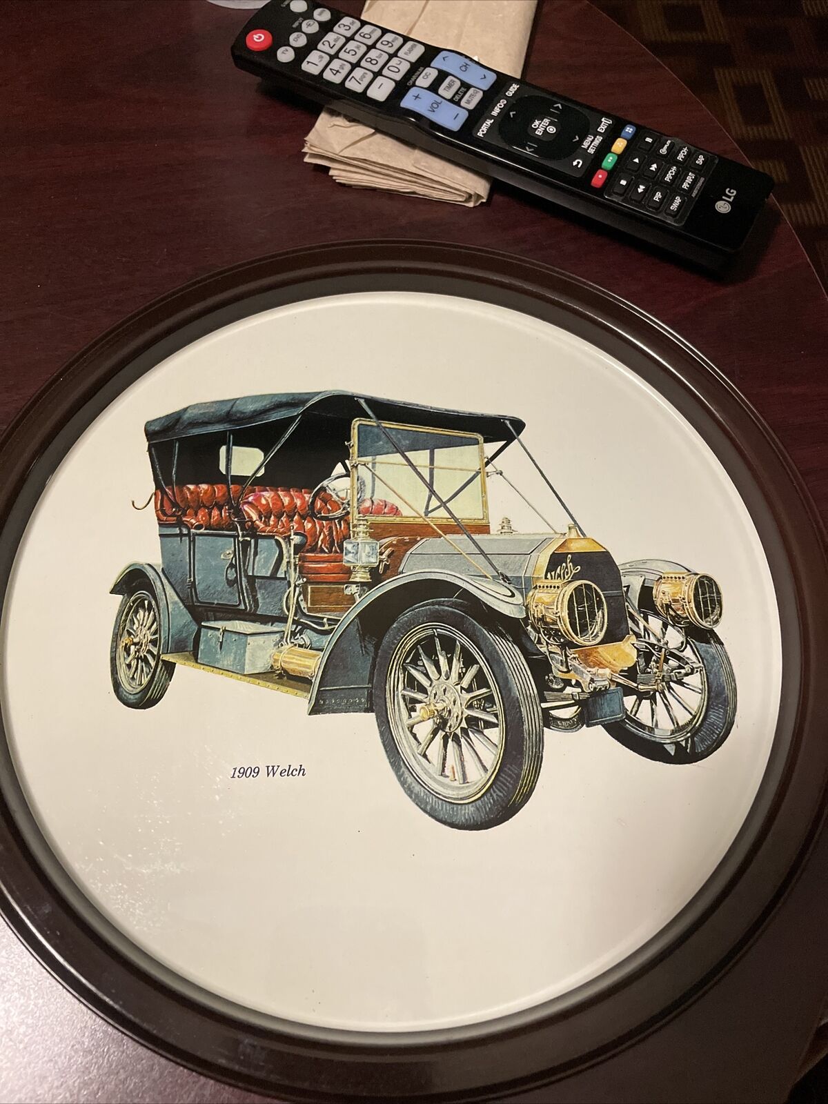 Set of 6 Vintage Auto Tin Trays