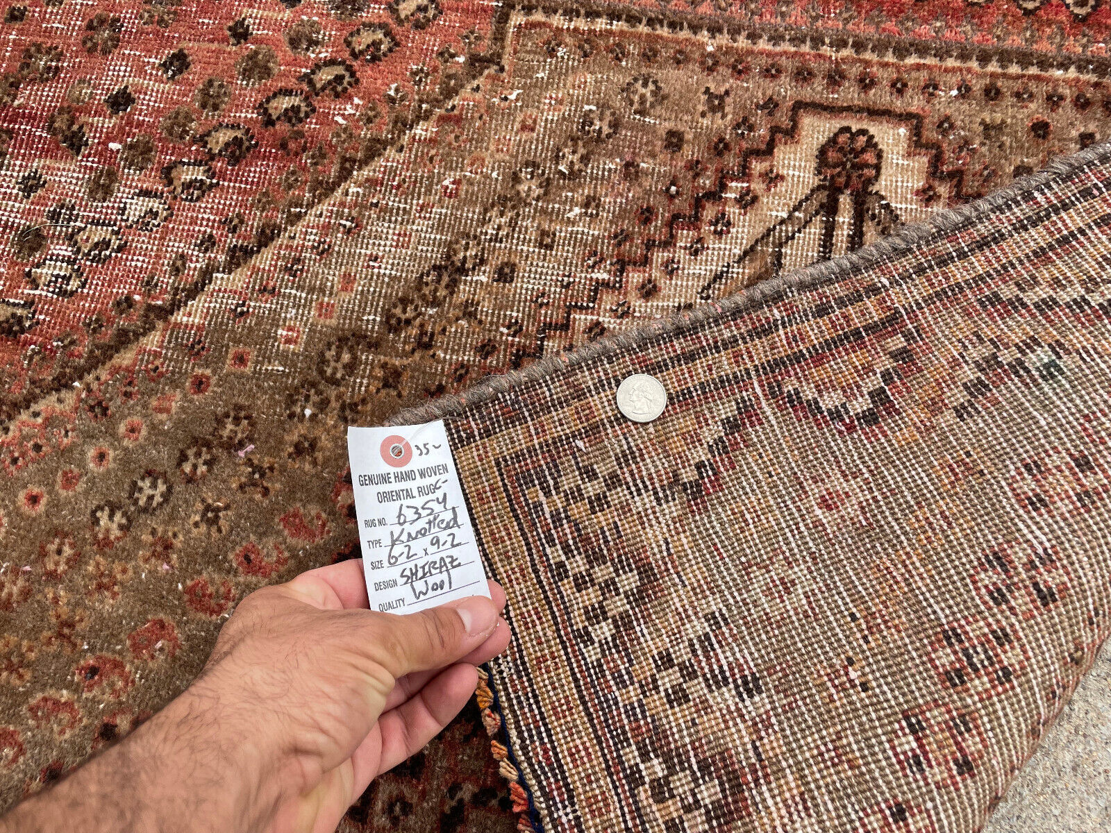Hand-Knotted Antique 6x9 Wool Oriental Rug