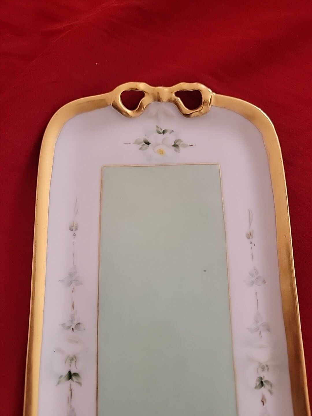 Bavarian 1900s Ceramic Tray with Gold Trim