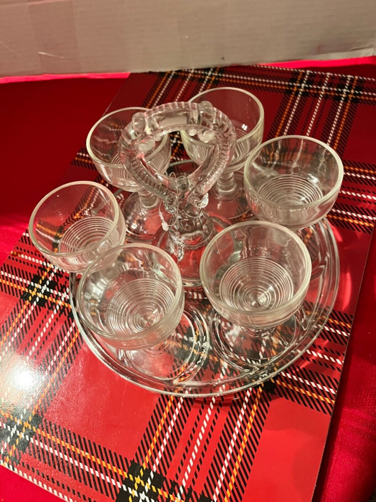 Antique EAPG Cordial Glasses with Tray Set