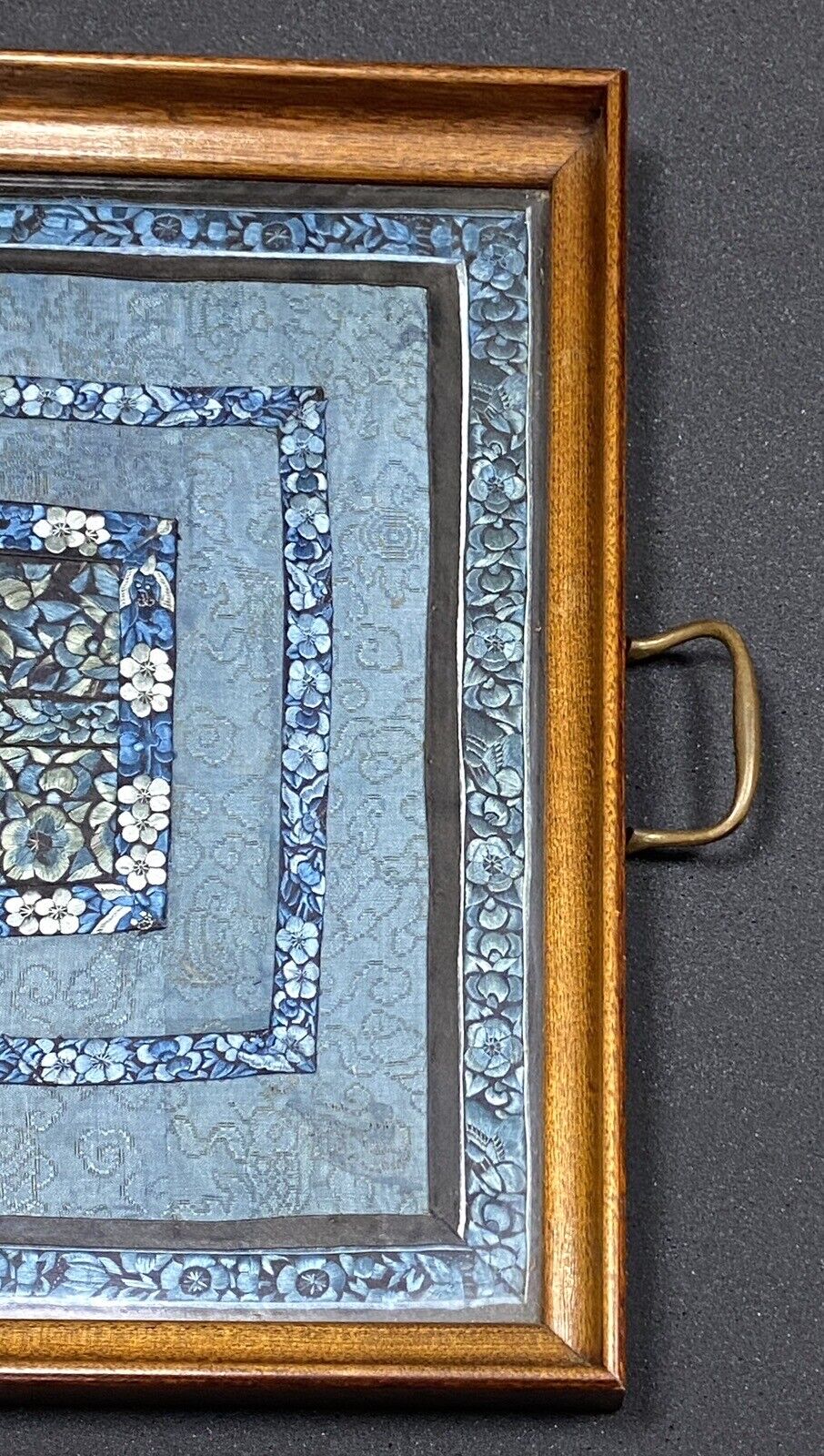 Antique Japanese Embroidered Silk Tapestry Tray