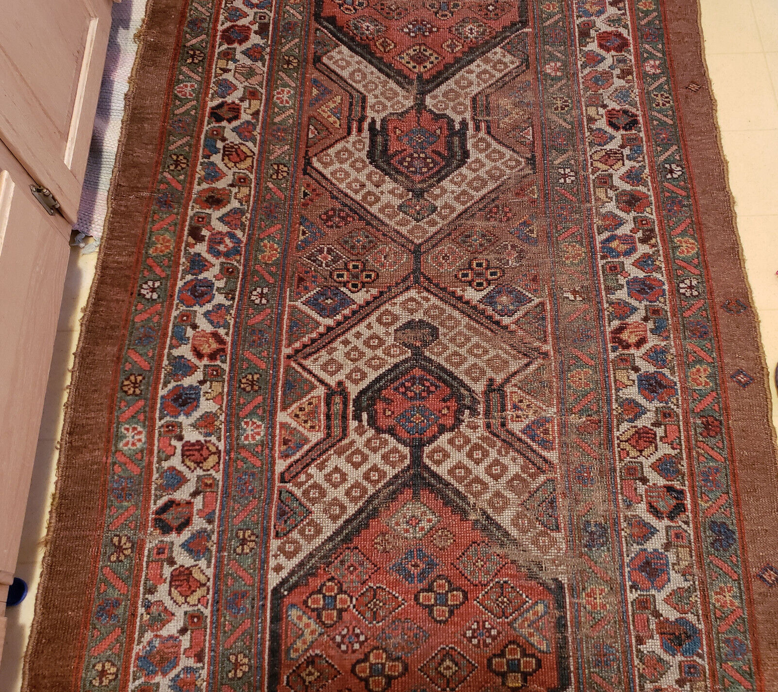 Antique Hand Knotted Hamadan Runner Rug, 12' x 40