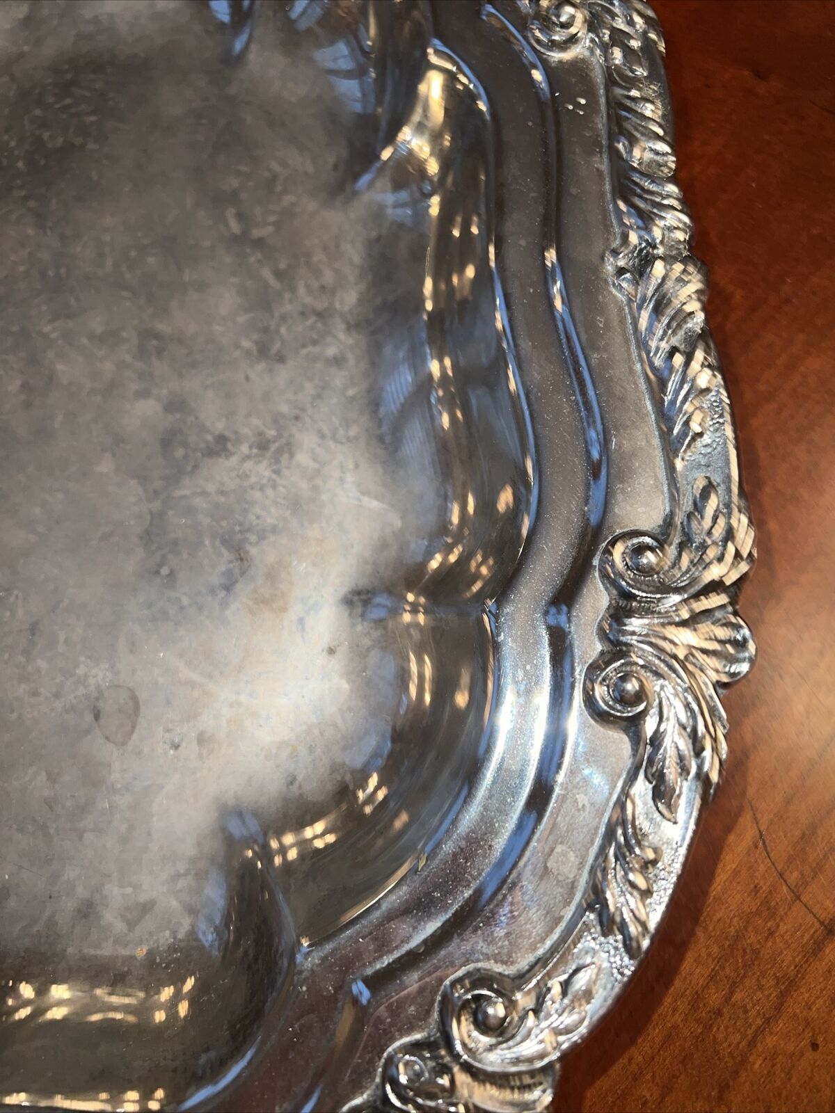 Antique 18" Silver Serving Tray with Handles