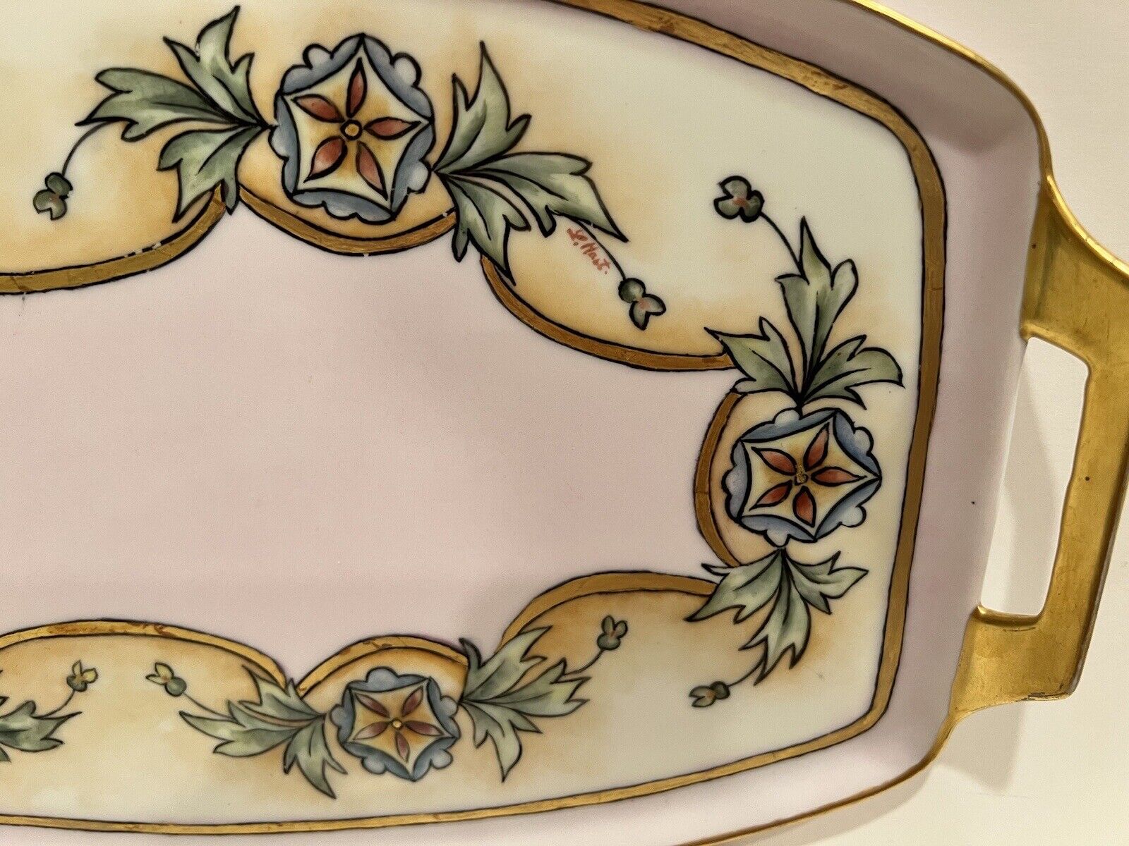 Antique 1900s Bavarian Floral Vanity Tray