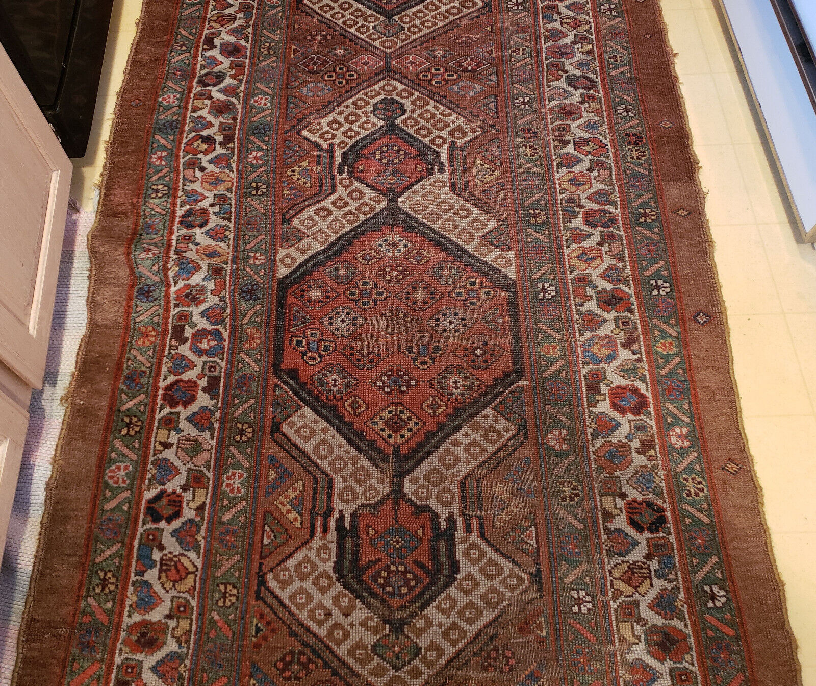 Antique Hand Knotted Hamadan Runner Rug, 12' x 40