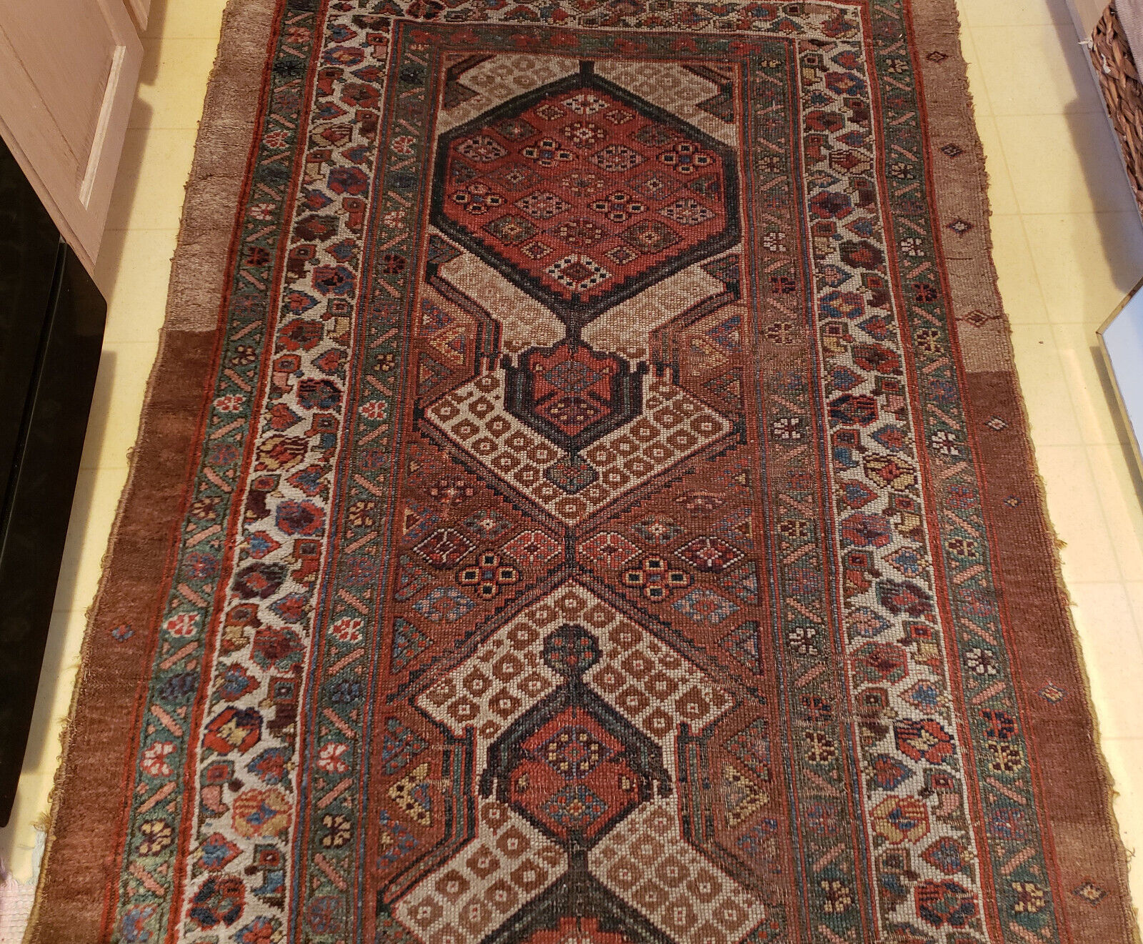 Antique Hand Knotted Hamadan Runner Rug, 12' x 40