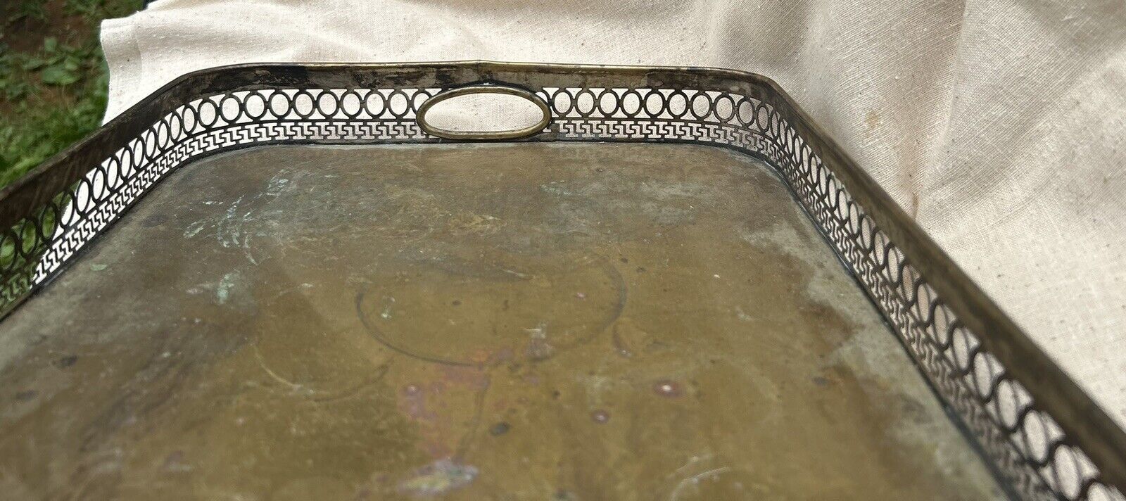 Early 1900s Handmade Antique Bronze Serving Tray