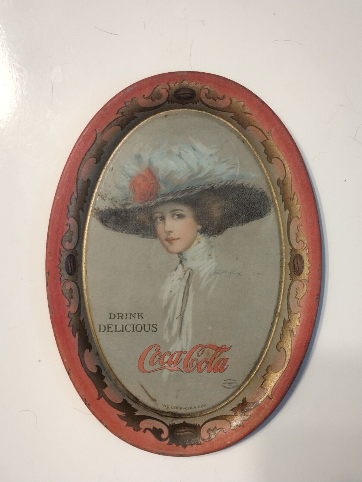 Antique Coca-Cola Girl Penny Tray, Early 1900s