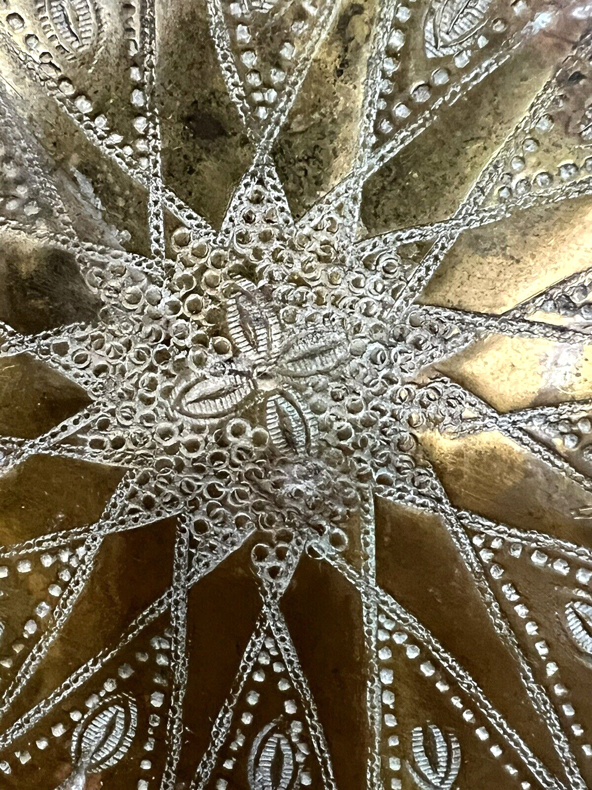 Moroccan Brass Tray with Hand Hammered Design