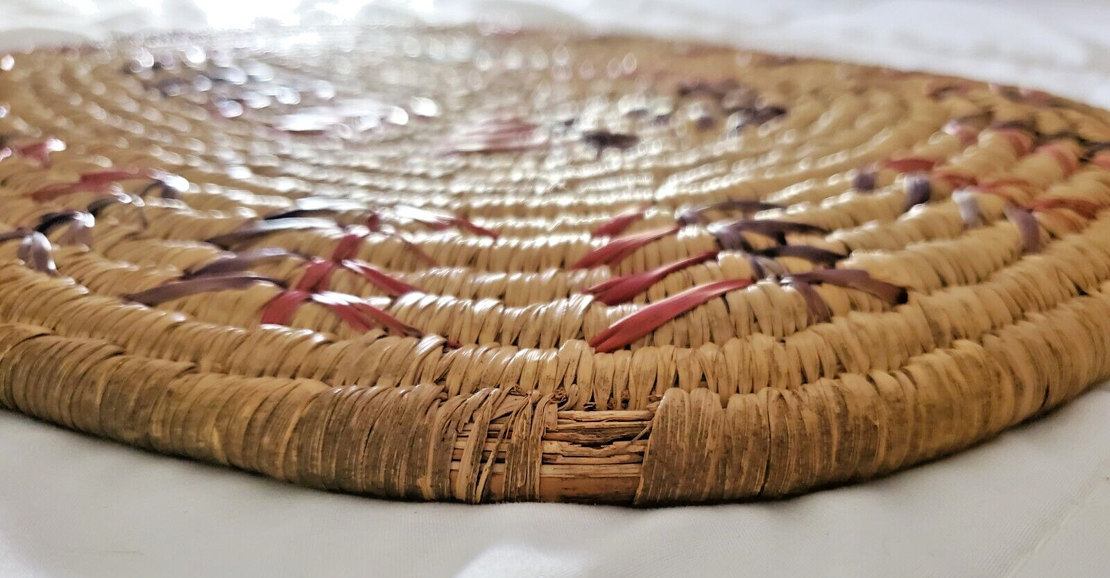 Antique Eskimo Flat Oval Basketry Tray, 17"x12