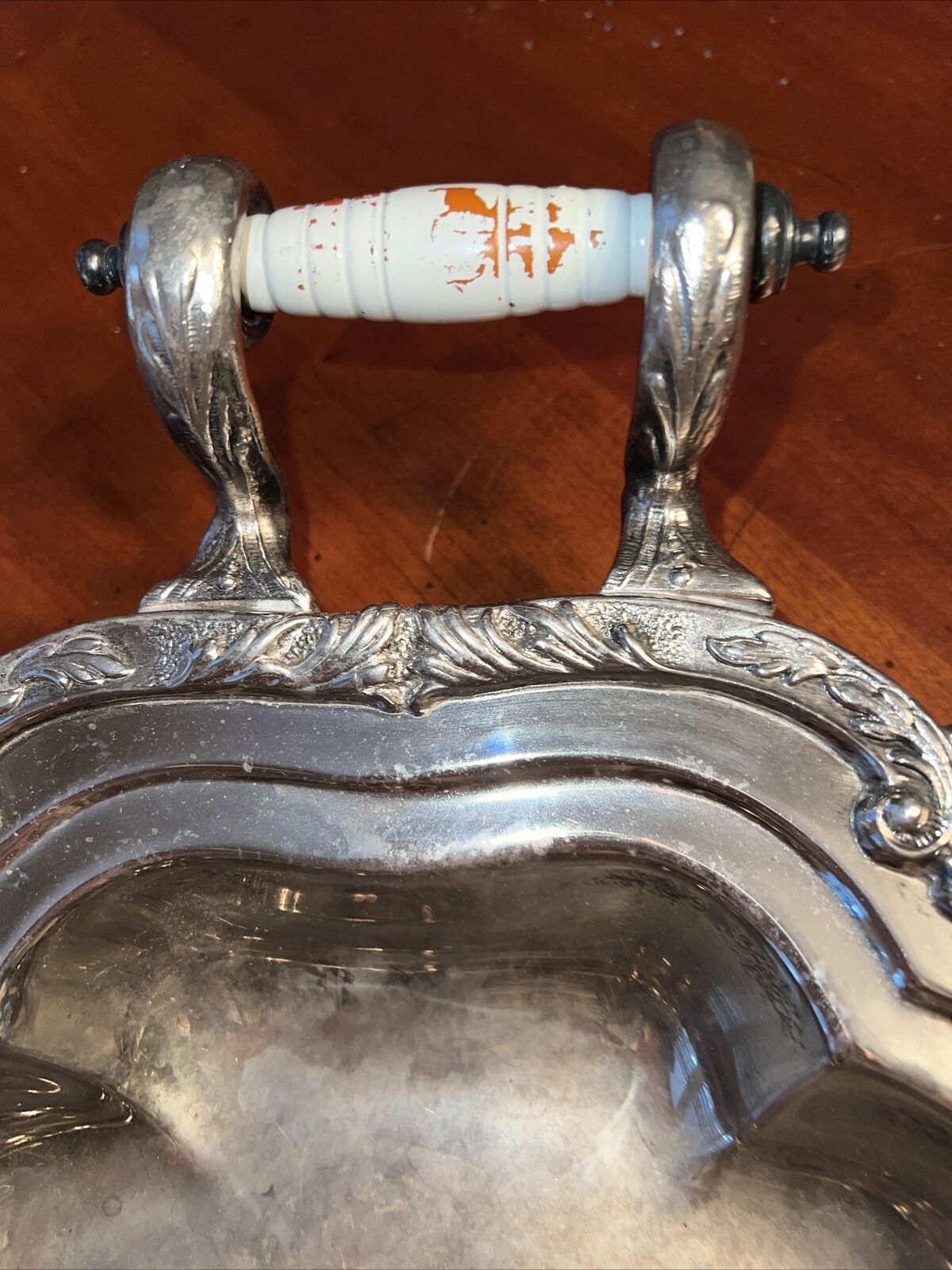 Antique 18" Silver Serving Tray with Handles