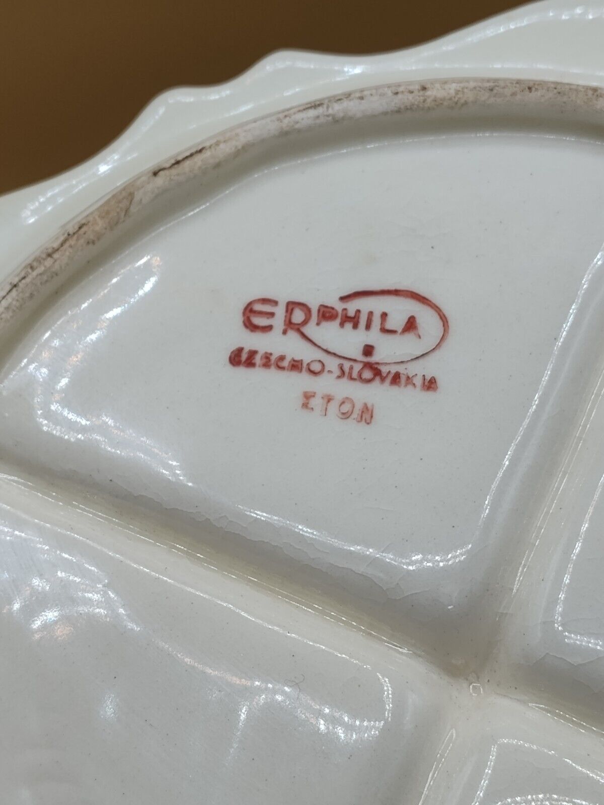 Czecho Slovakia Erphila Art Pottery Divided Tray