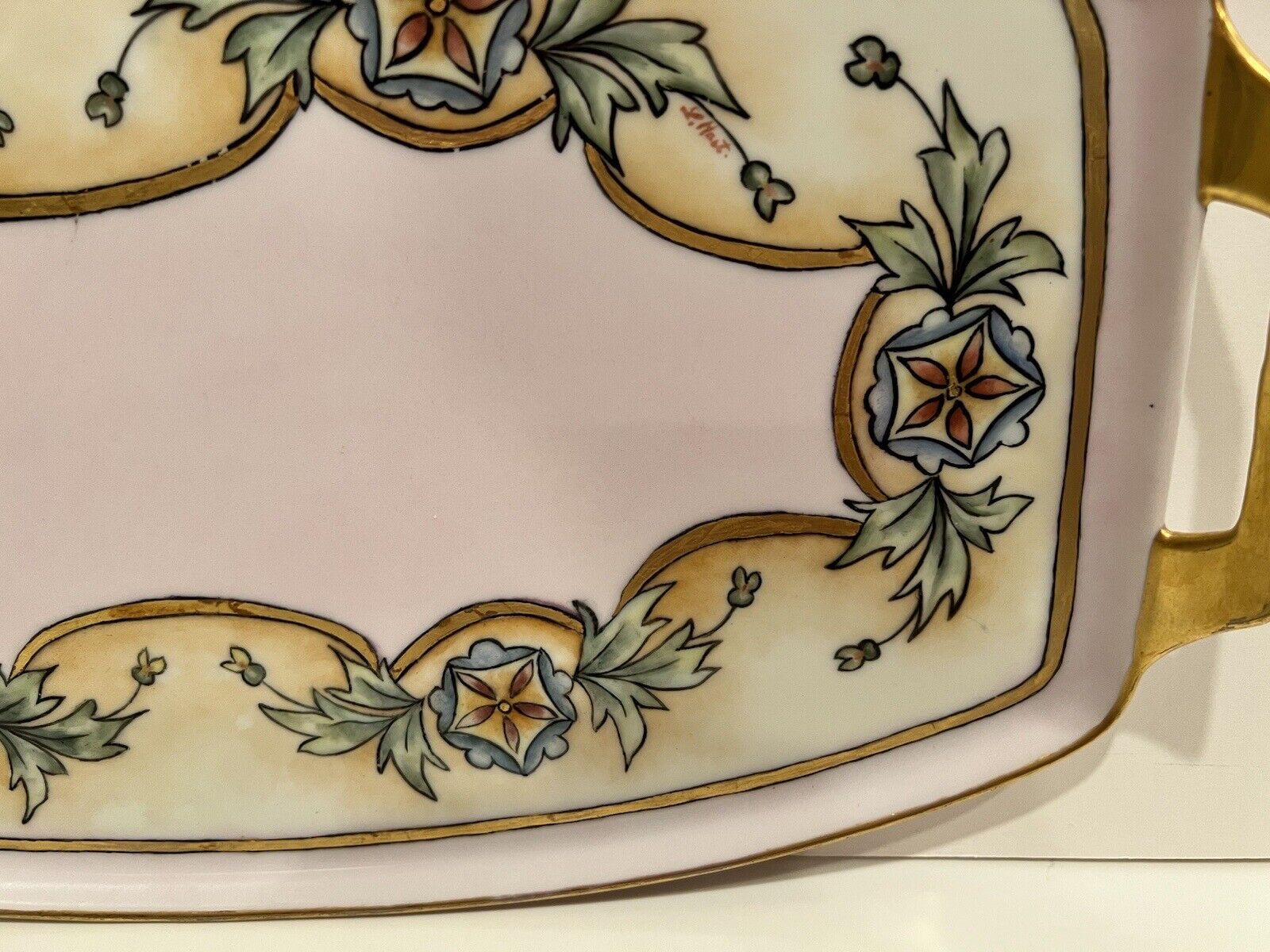 Antique 1900s Bavarian Floral Vanity Tray