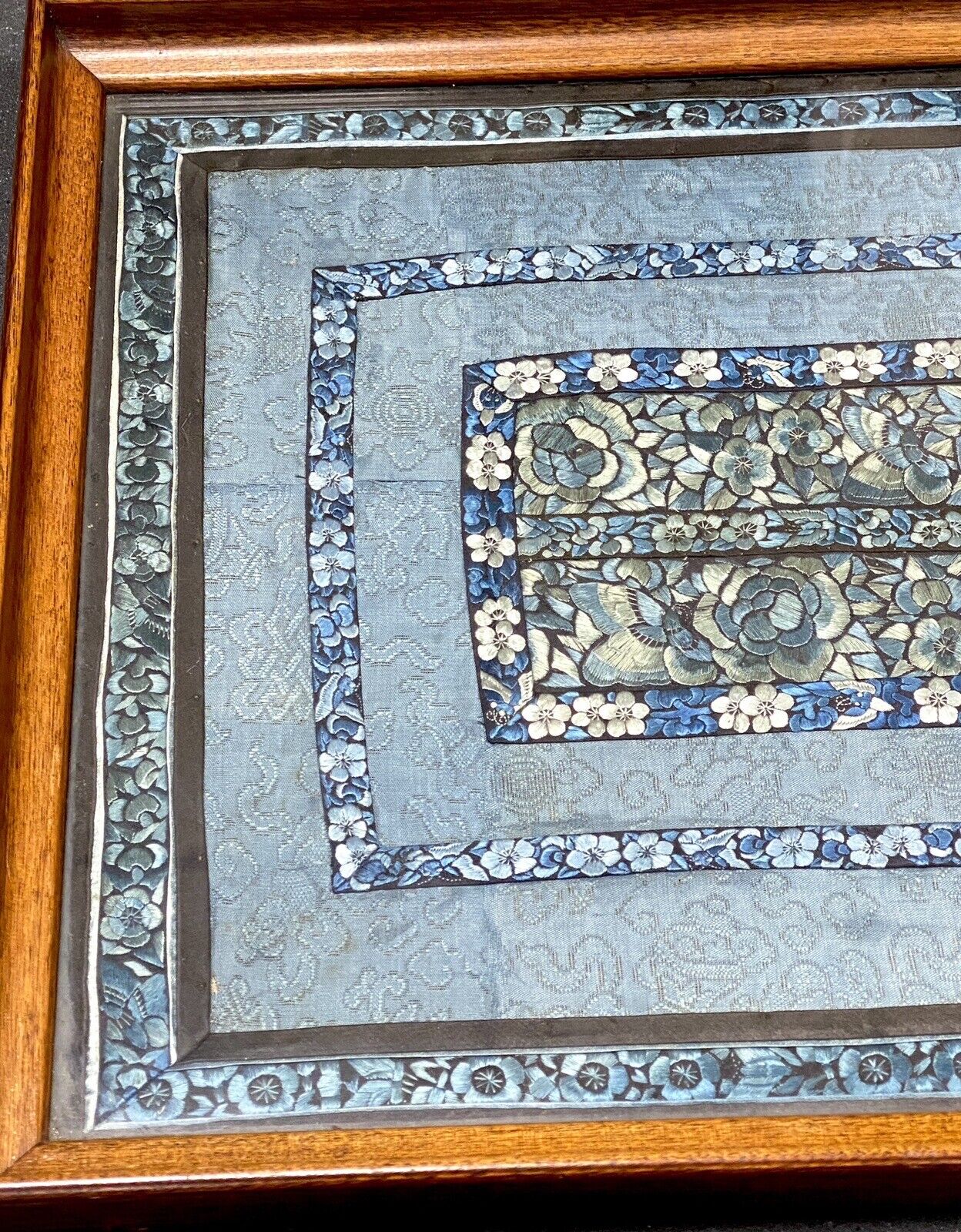 Antique Japanese Embroidered Silk Tapestry Tray
