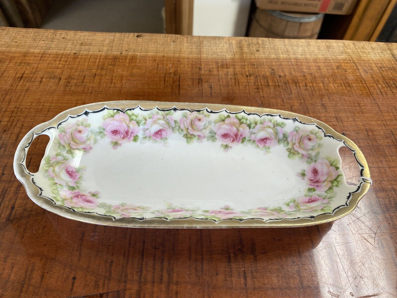 Antique Prussian Floral Celery Tray, Early 1900s