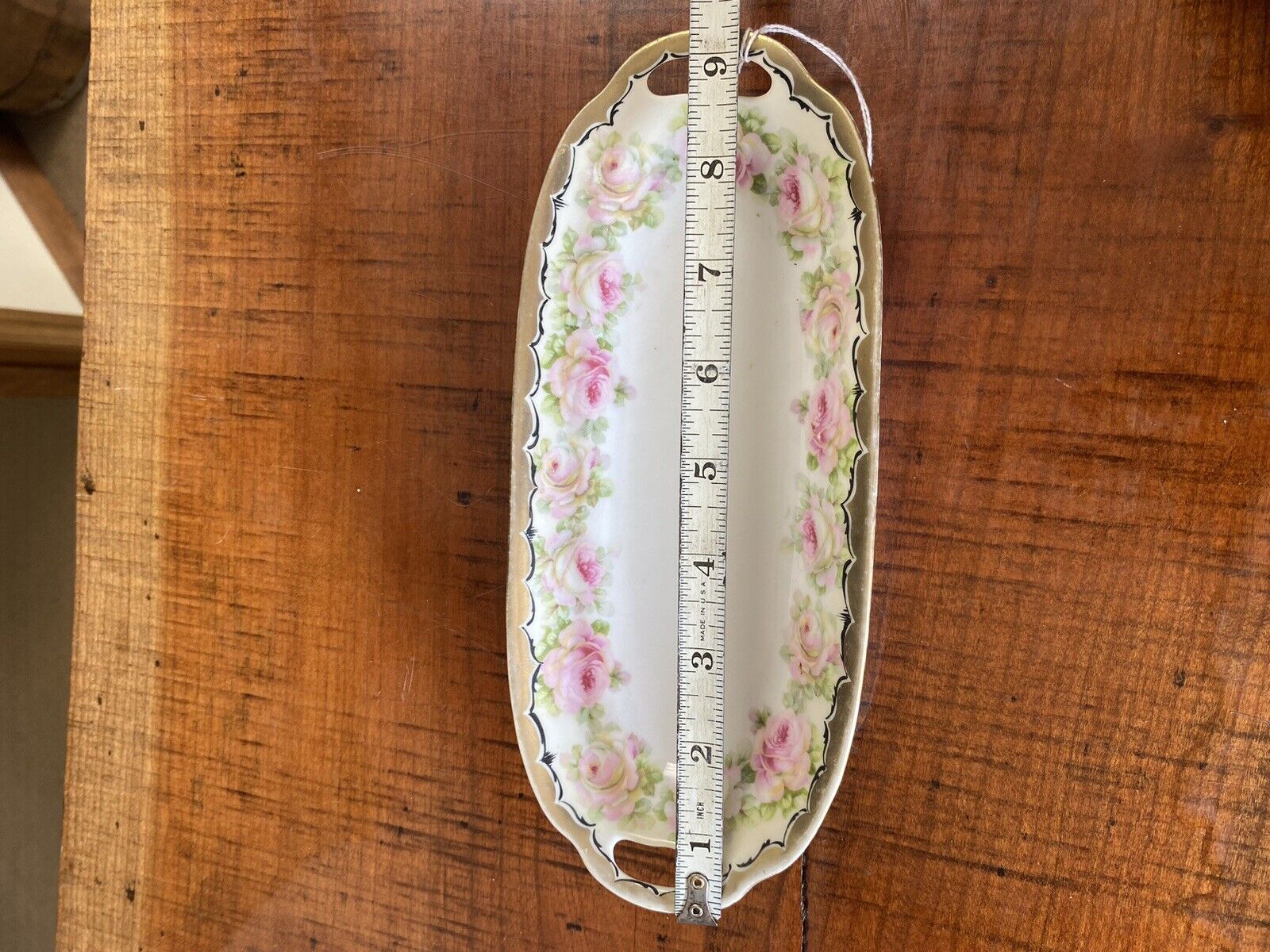 Antique Prussian Floral Celery Tray, Early 1900s