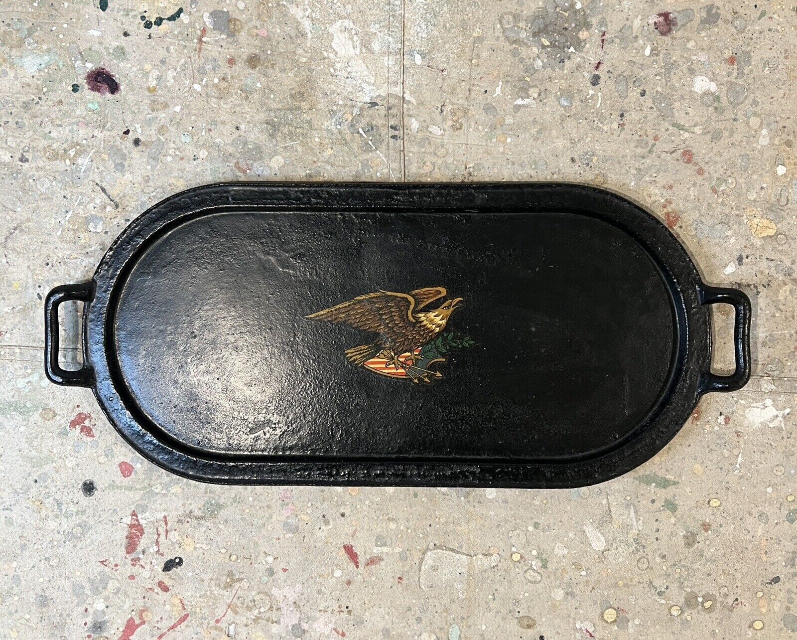 Antique Federal Cast Iron Serving Tray, Late 1800s