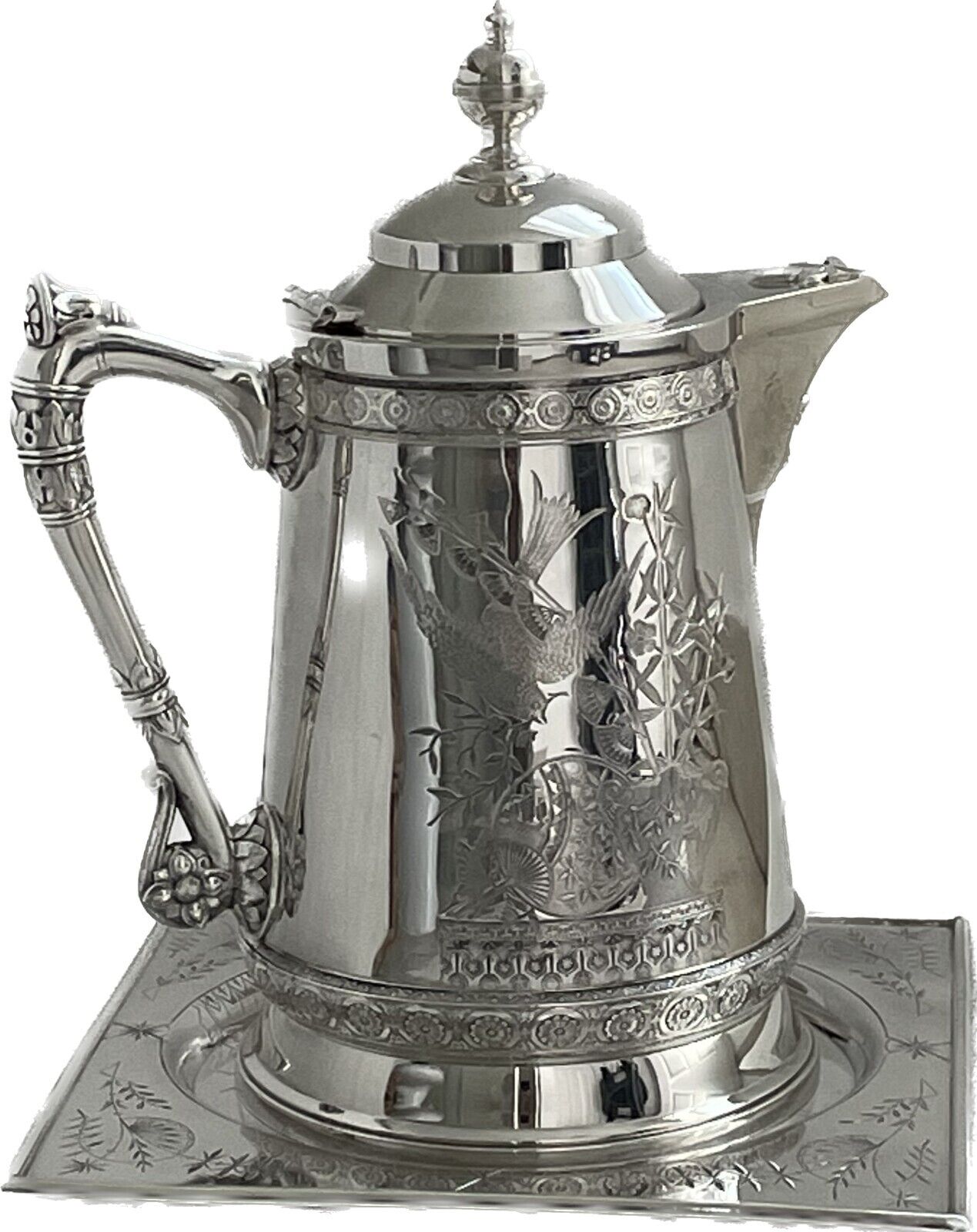 Antique 1800s Meriden Water Pitcher with Tray