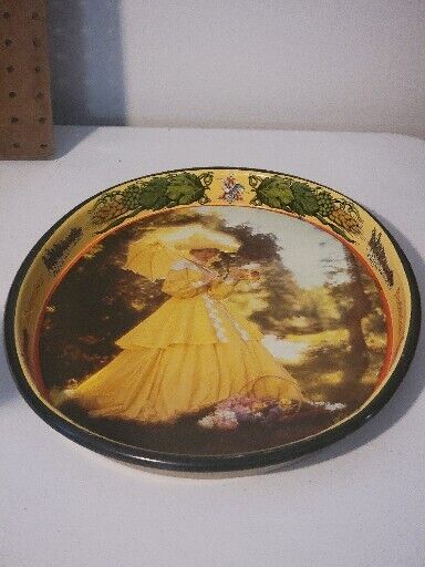 Vintage Budweiser Beer Tray with Woman in Yellow