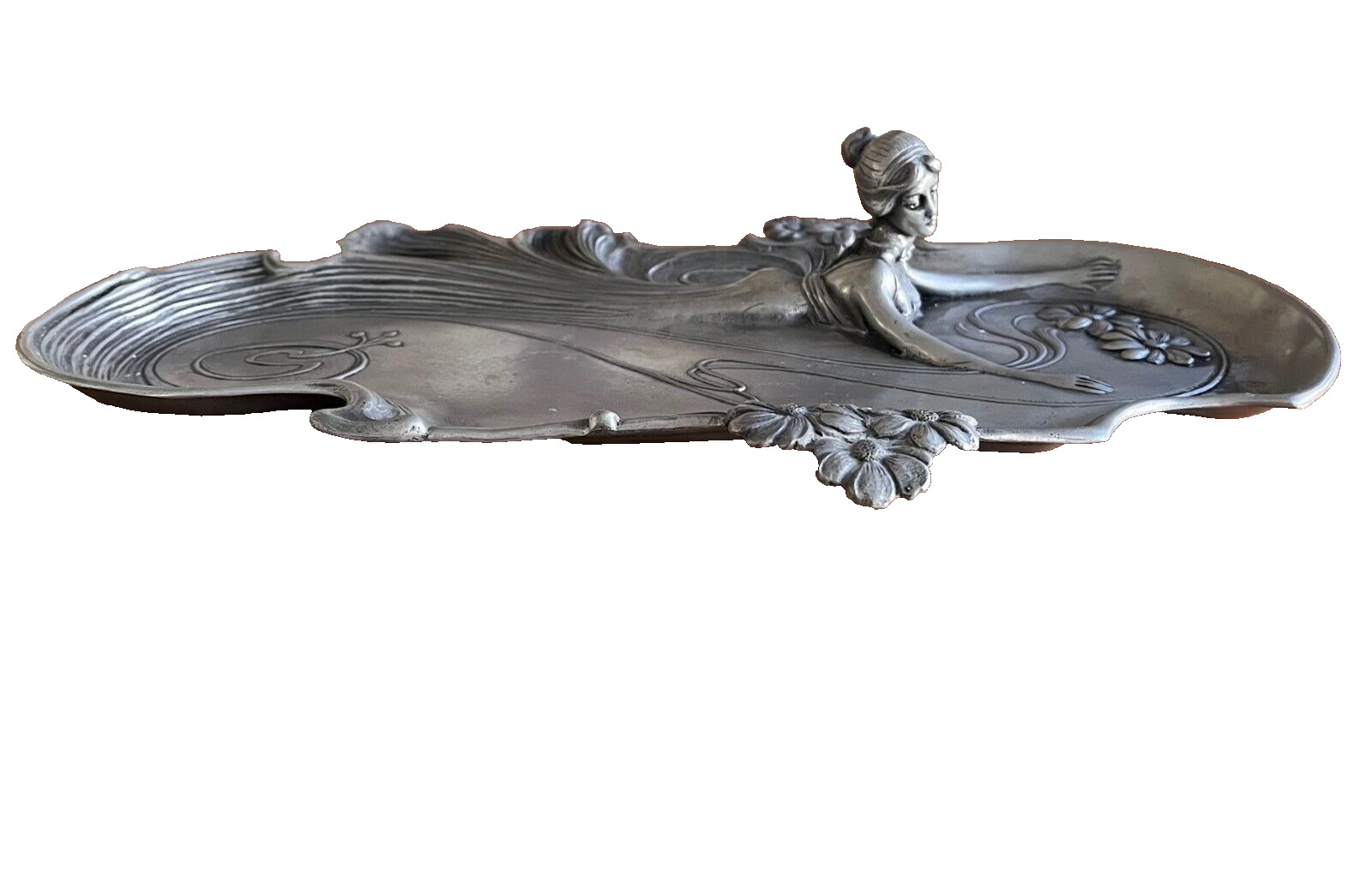 Art Nouveau Metal Dresser and Calling Card Tray