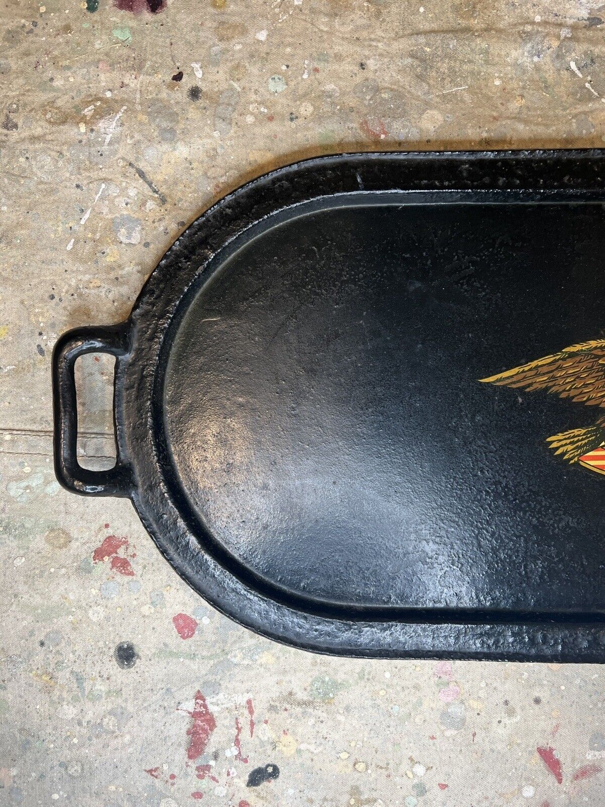 Antique Federal Cast Iron Serving Tray, Late 1800s