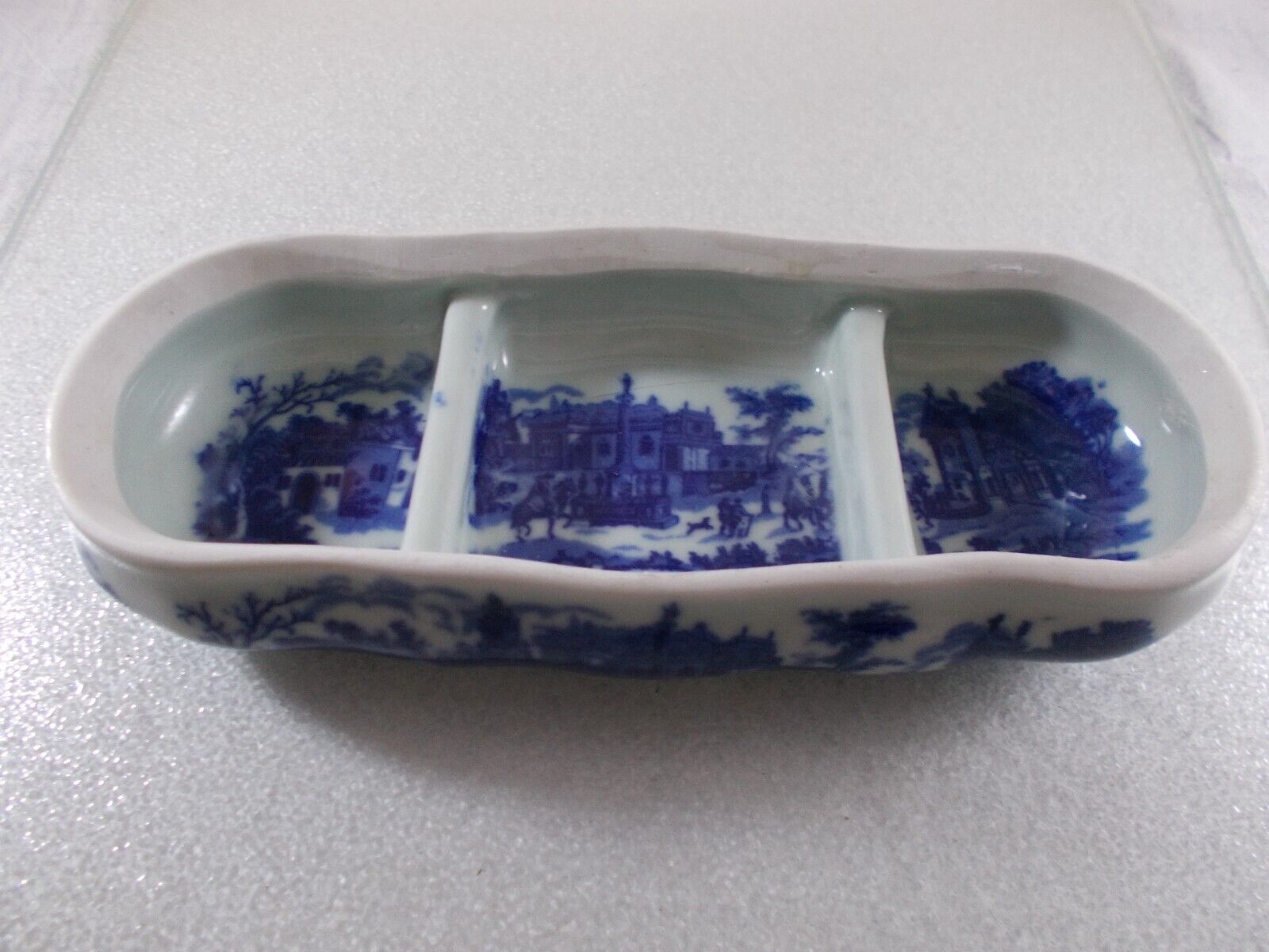 Victorian Flow Blue Ironstone Vanity Dish Tray