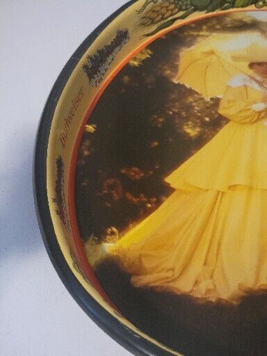 Vintage Budweiser Beer Tray with Woman in Yellow