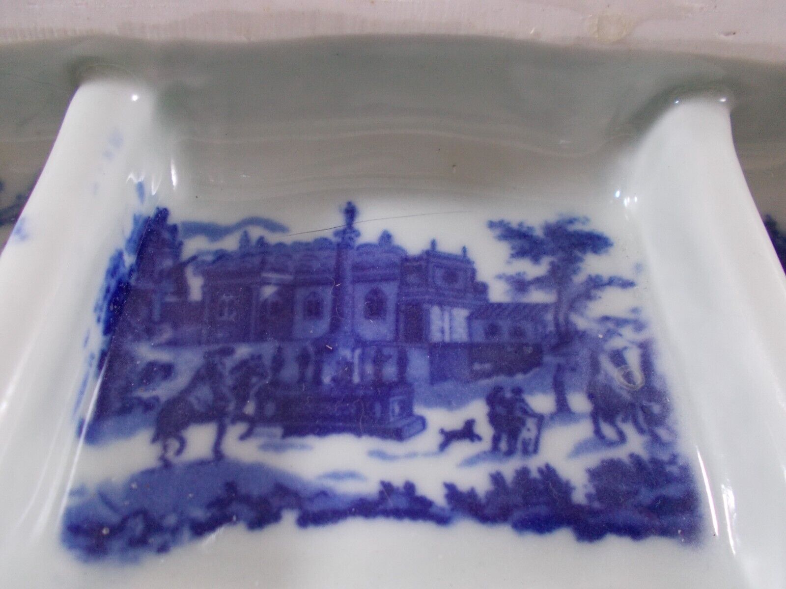 Victorian Flow Blue Ironstone Vanity Dish Tray