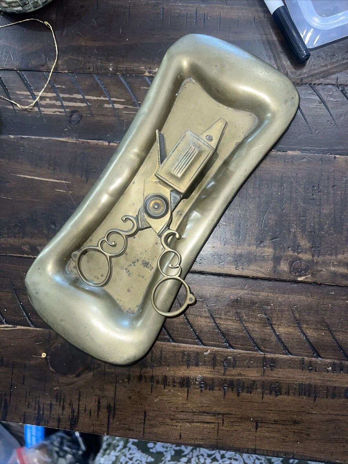 Victorian Brass Candle Snuffer and Tray Set