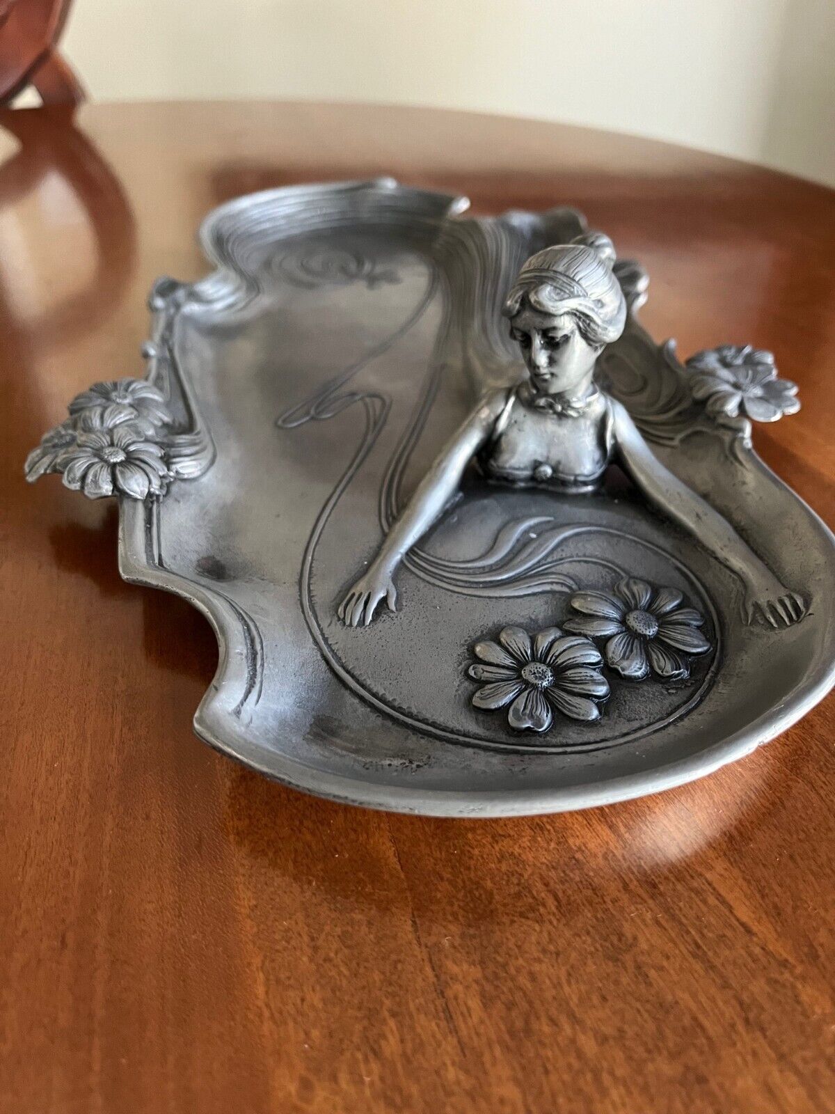Art Nouveau Metal Dresser and Calling Card Tray