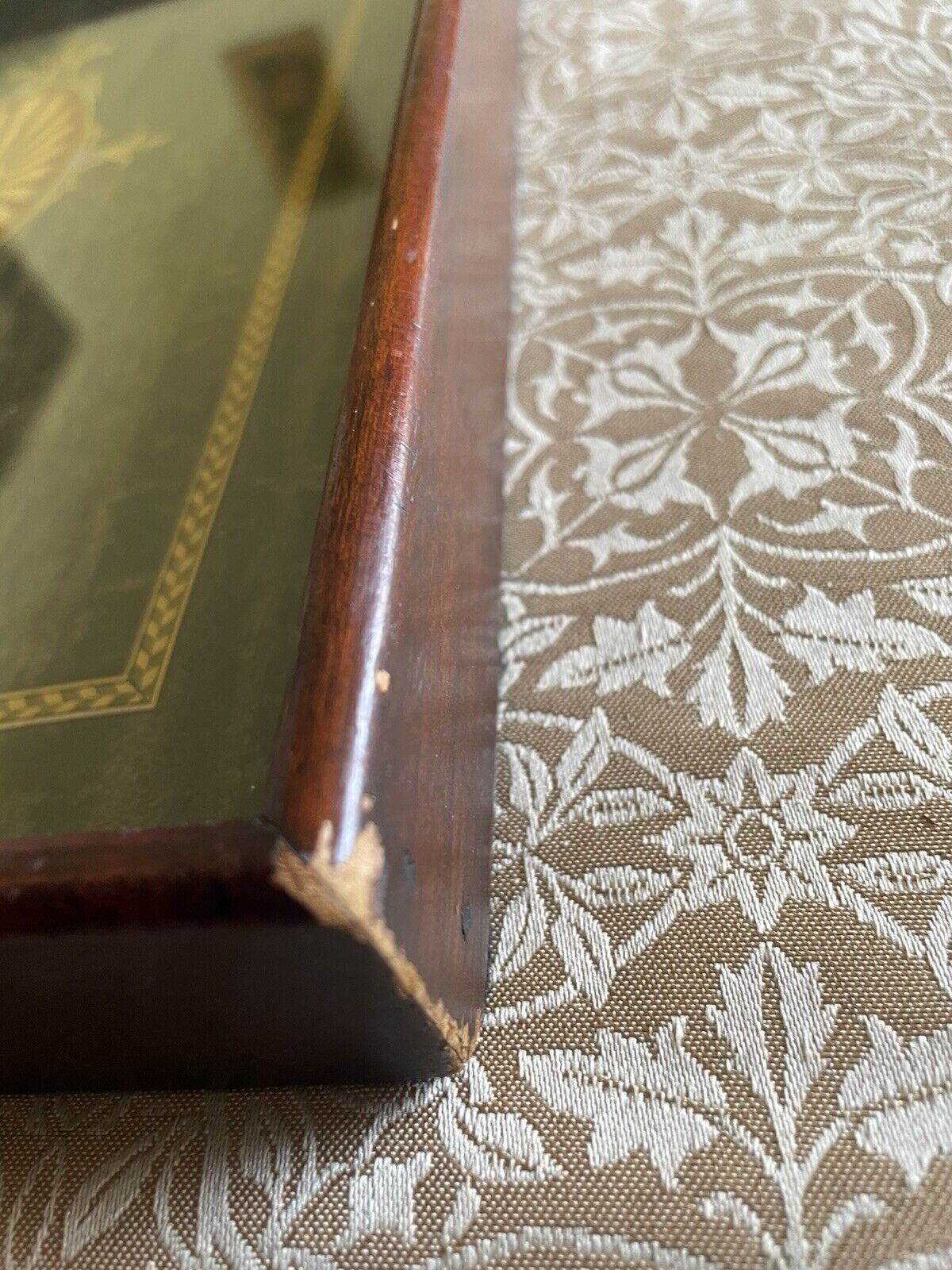 Vintage 1900s Wooden Serving Tray with Glass Top
