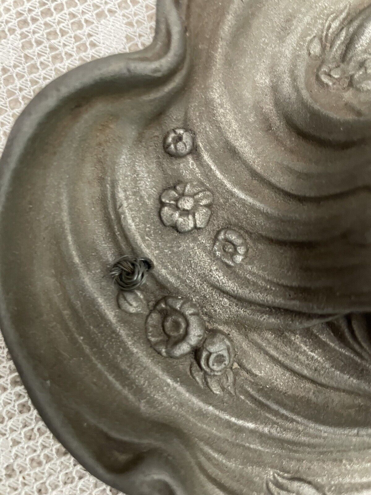 Art Nouveau Metal Dresser Tray with Elegant Figure
