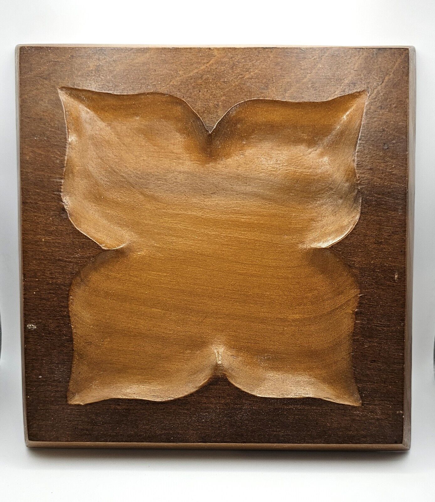 1800s Carved Wood Dresser Tray, Dated 1886